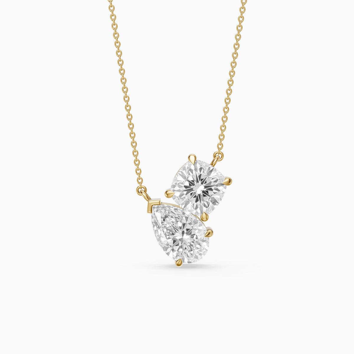 Kendall Pear and Round Lab Grown Diamond Toi Et Moi Pendant