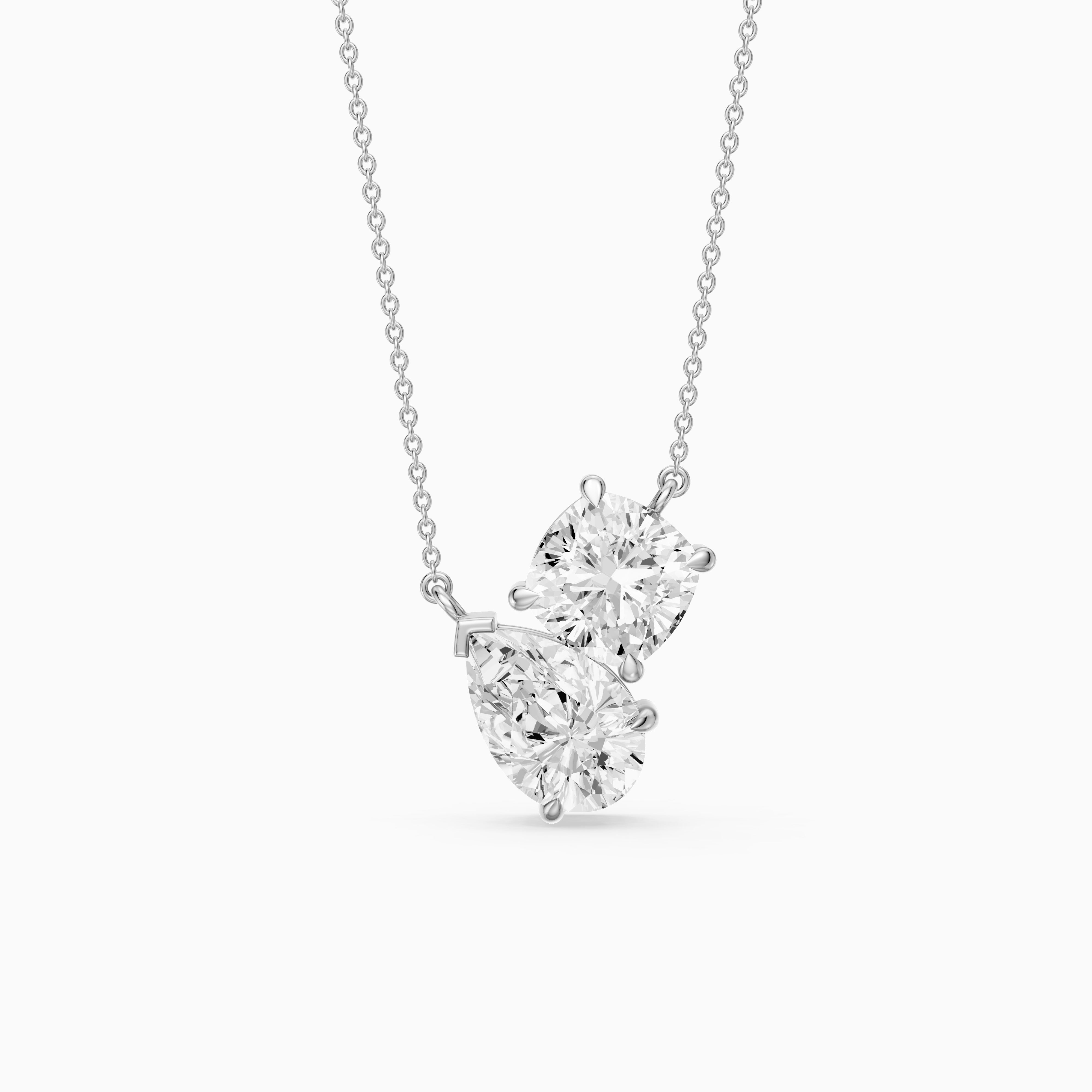Kendall Pear and Round Lab Grown Diamond Toi Et Moi Pendant