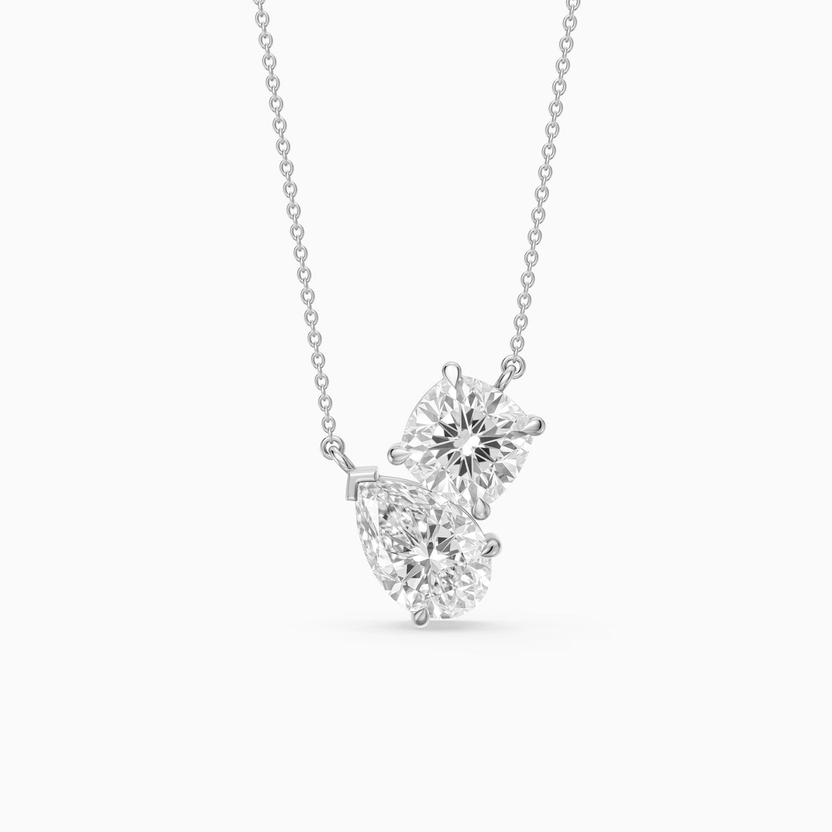 Kendall Pear and Round Lab Grown Diamond Toi Et Moi Pendant