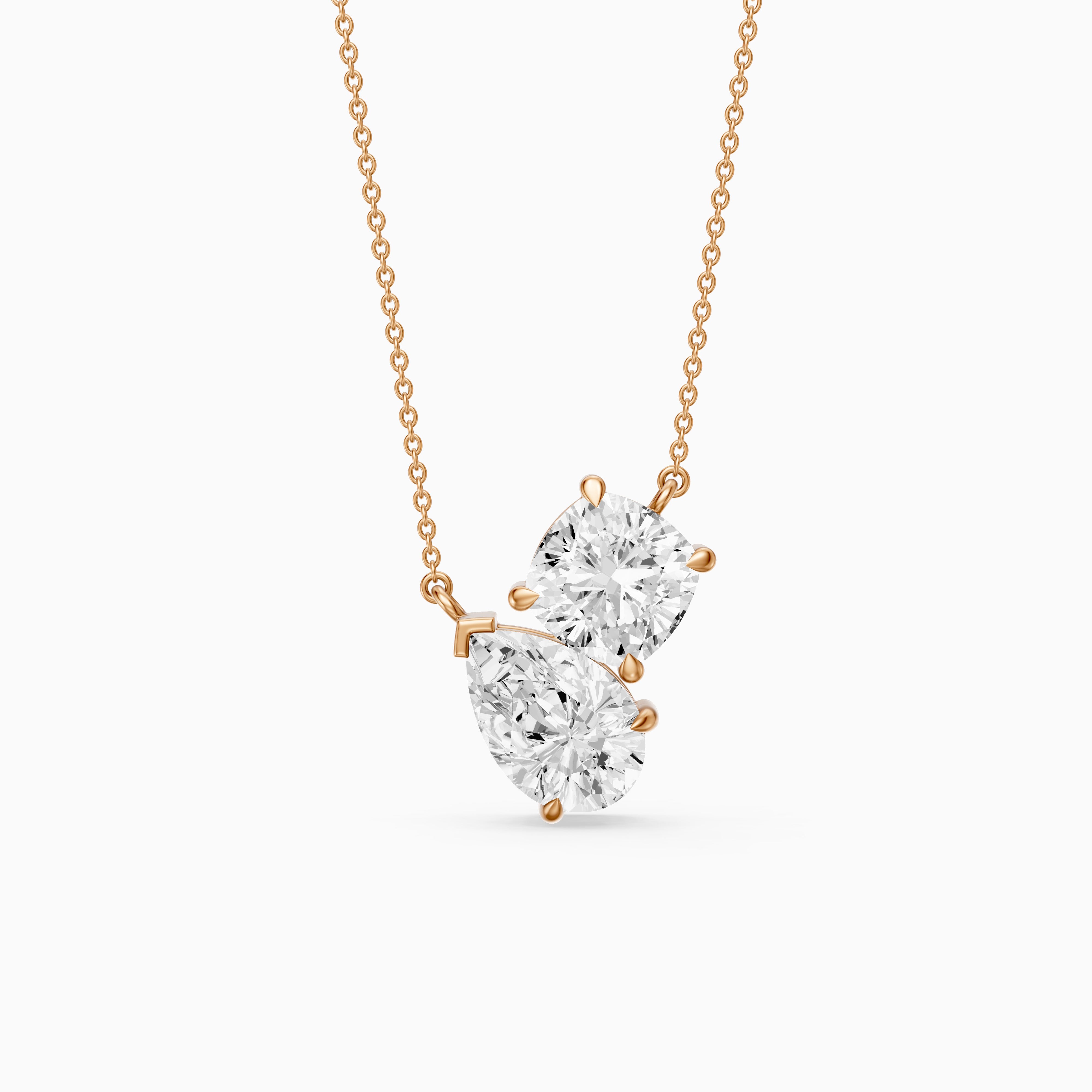 Kendall Pear and Round Lab Grown Diamond Toi Et Moi Pendant