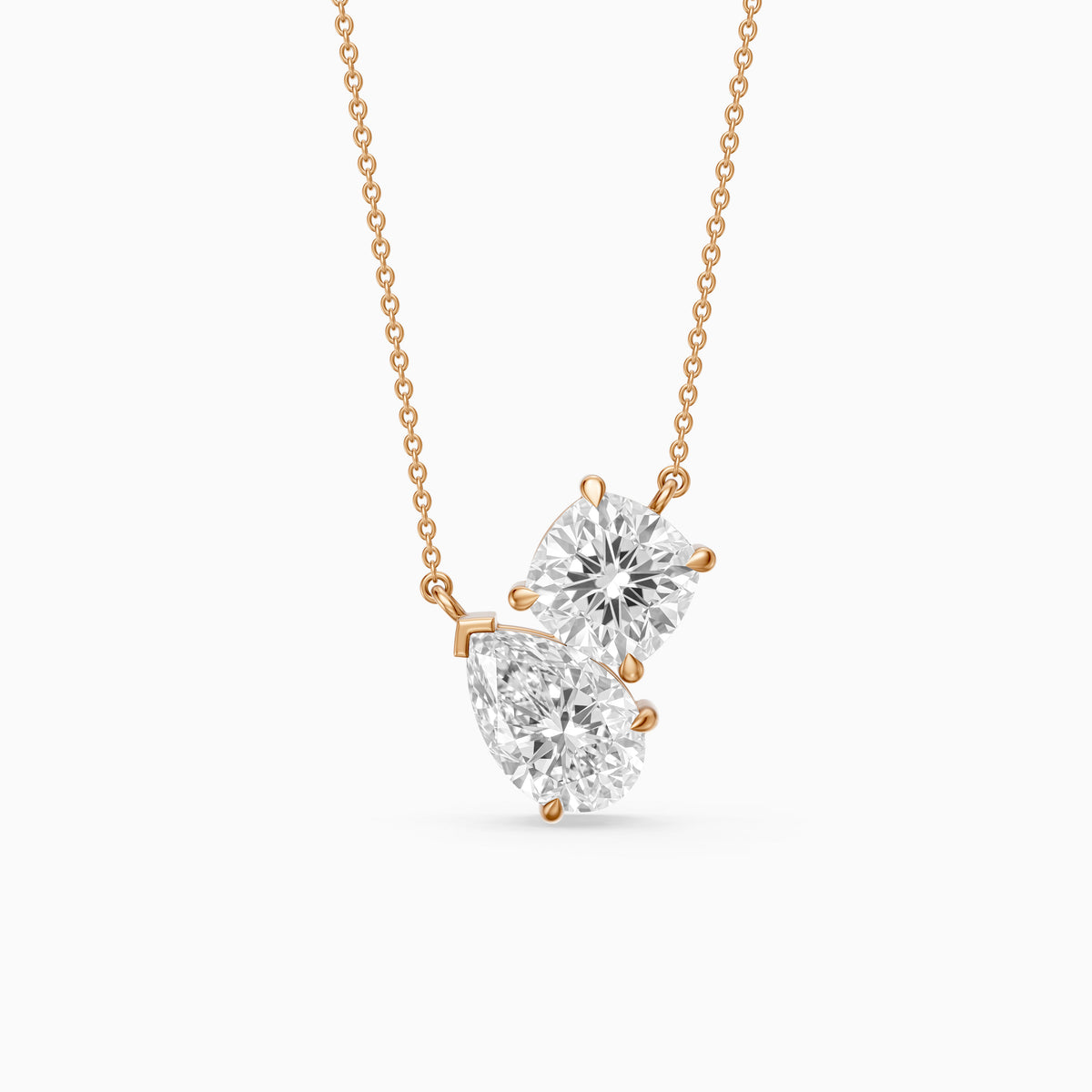 Kendall Pear and Round Lab Grown Diamond Toi Et Moi Pendant