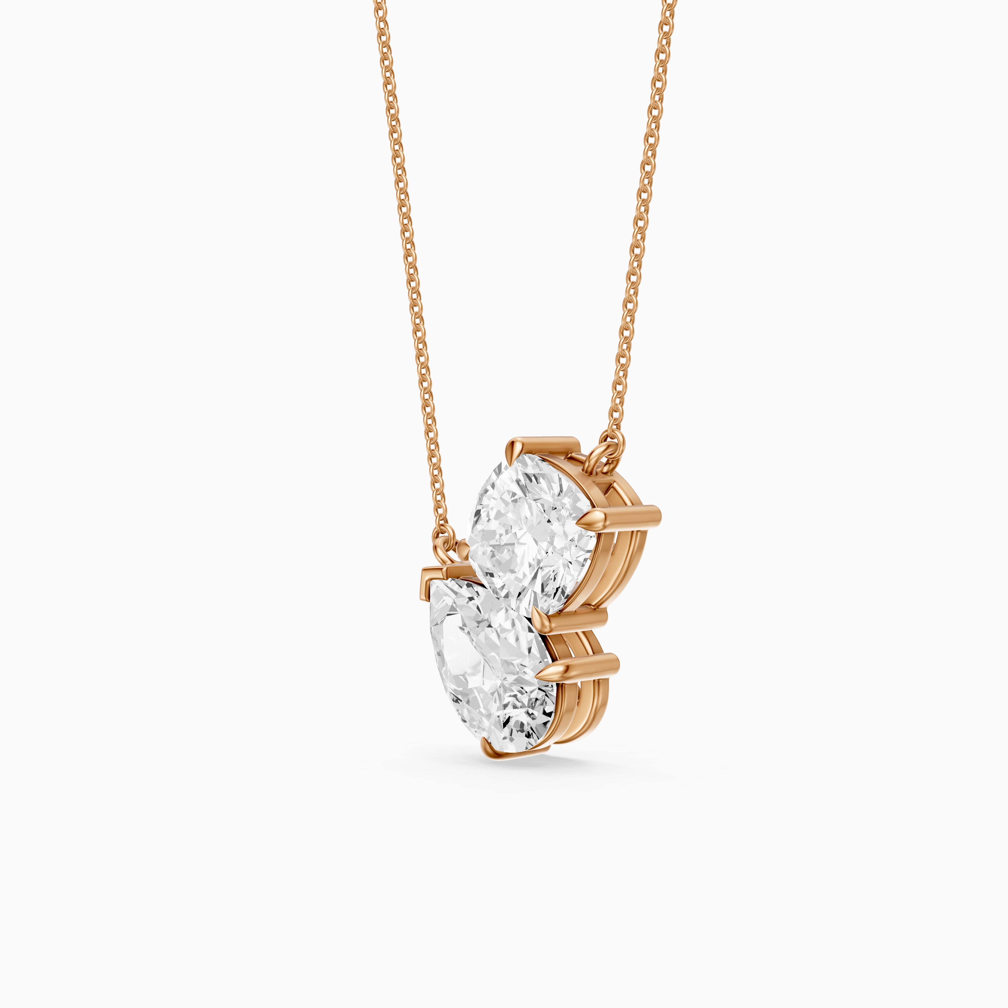 Kendall Pear and Round Lab Grown Diamond Toi Et Moi Pendant