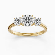 Kenlee Three Stone Round Cut Cathedral Lab Grown Diamond Ring