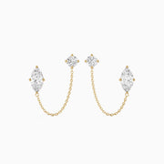 Rue Marquise and Round Lab Grown Diamond Draped Chain Earrings