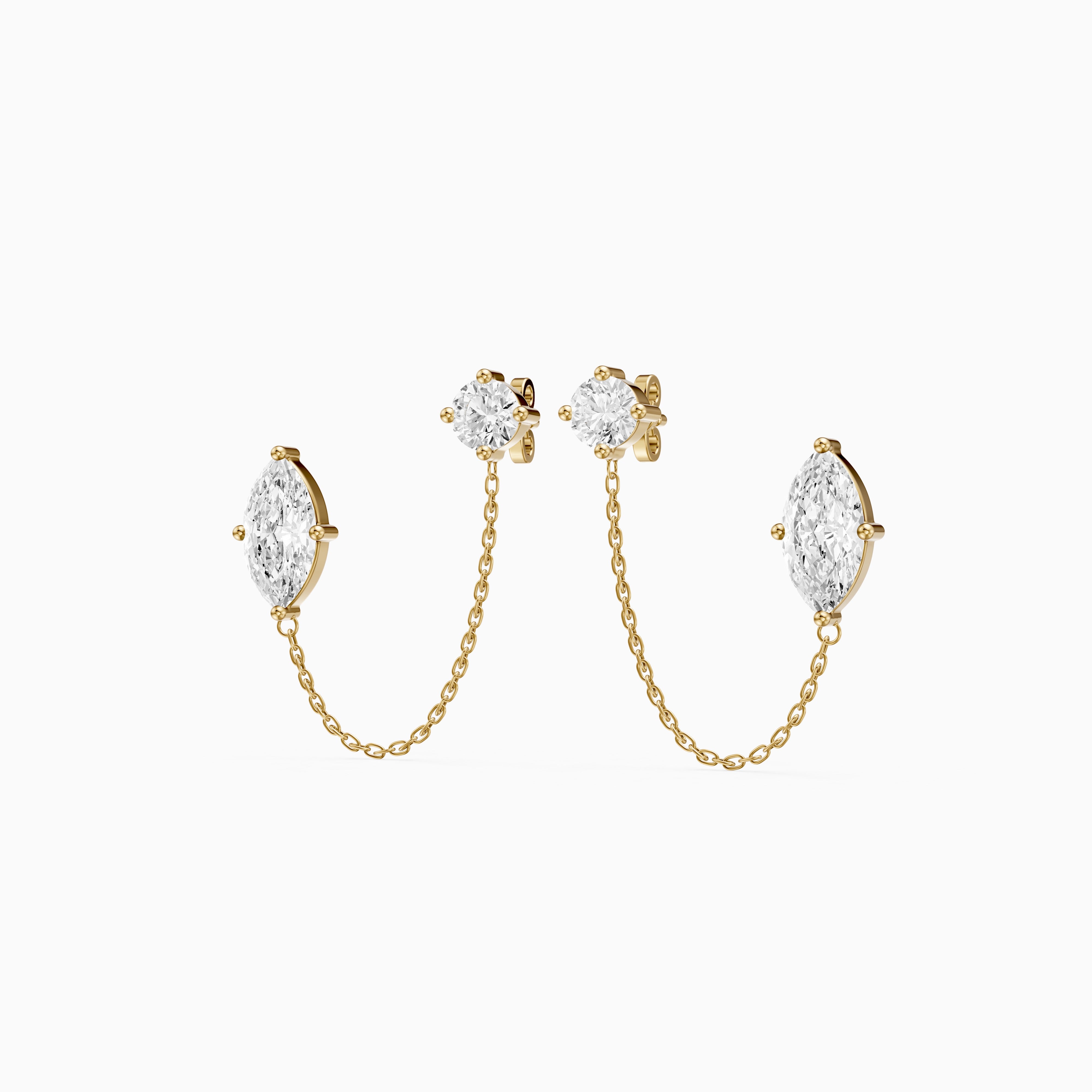 Rue Marquise and Round Lab Grown Diamond Draped Chain Earrings
