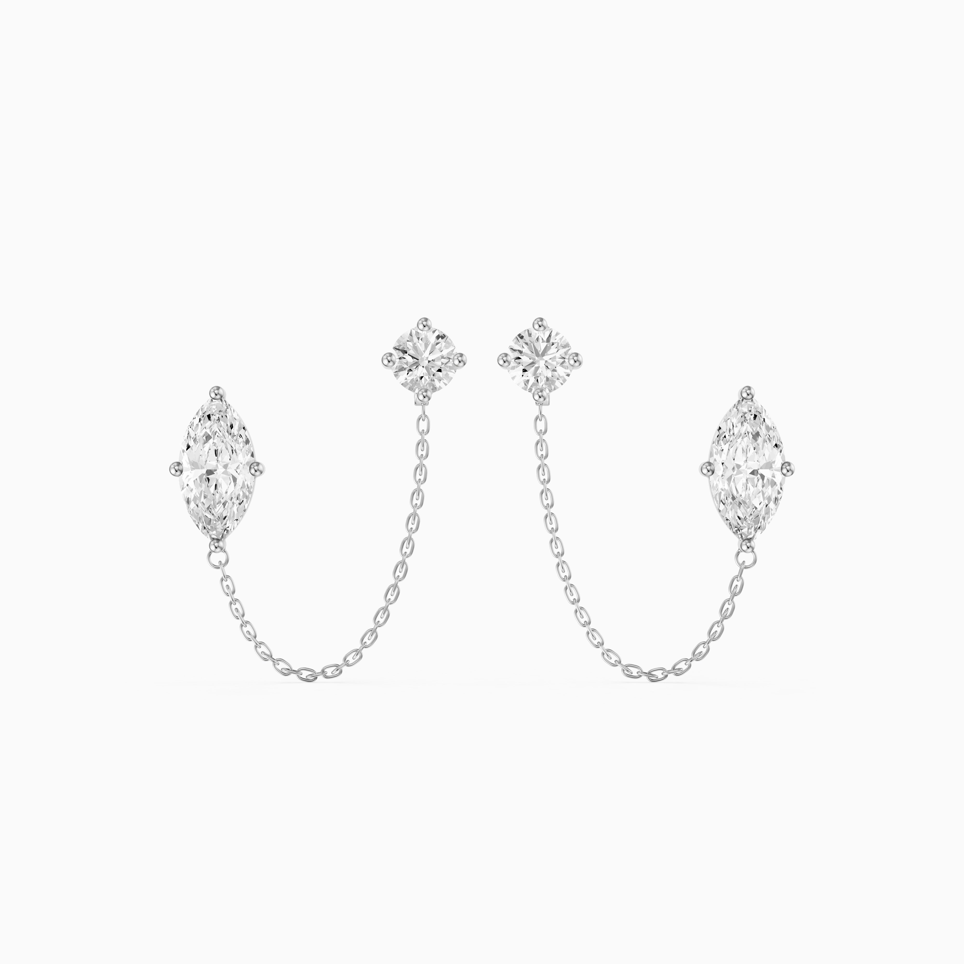 Rue Marquise and Round Lab Grown Diamond Draped Chain Earrings
