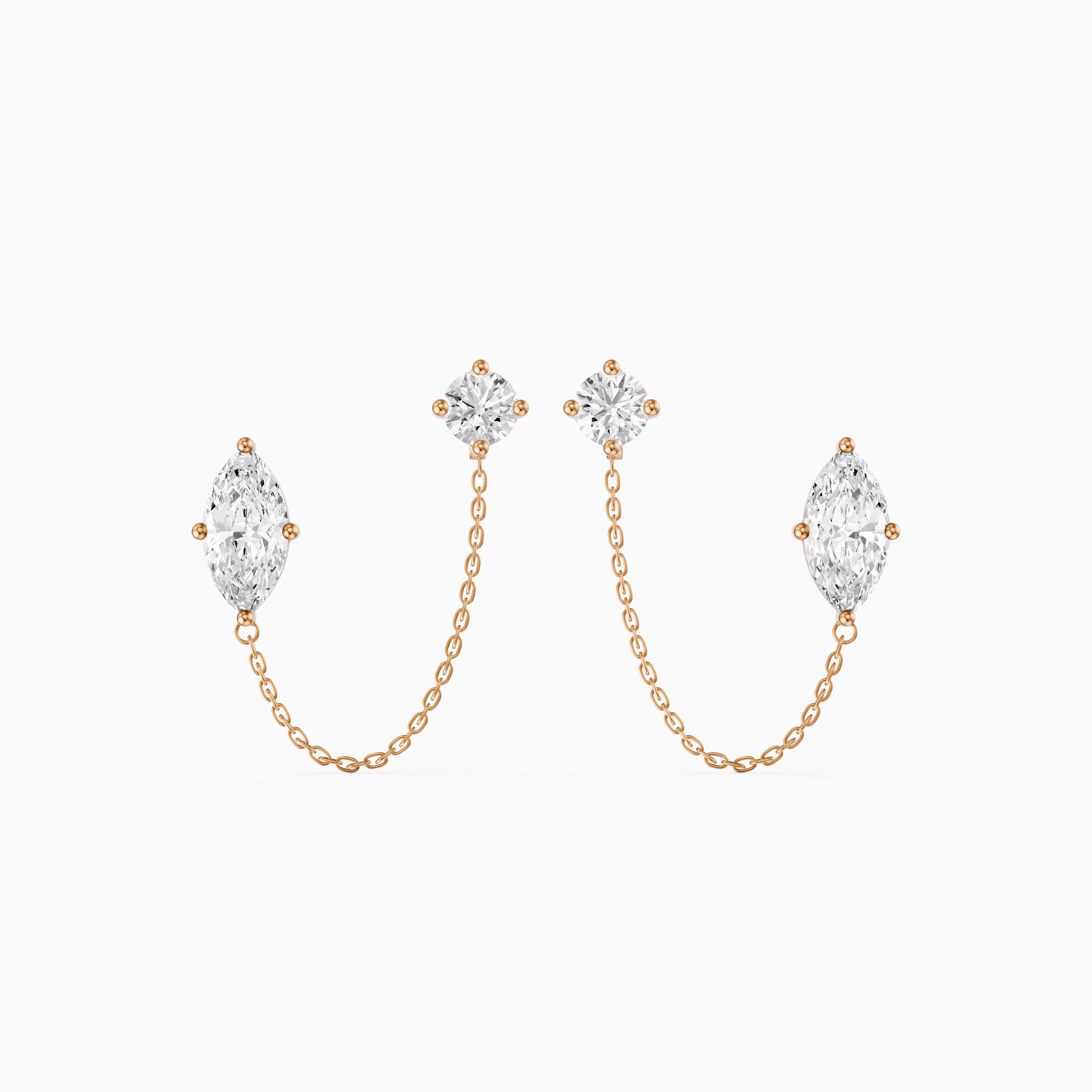Rue Marquise and Round Lab Grown Diamond Draped Chain Earrings