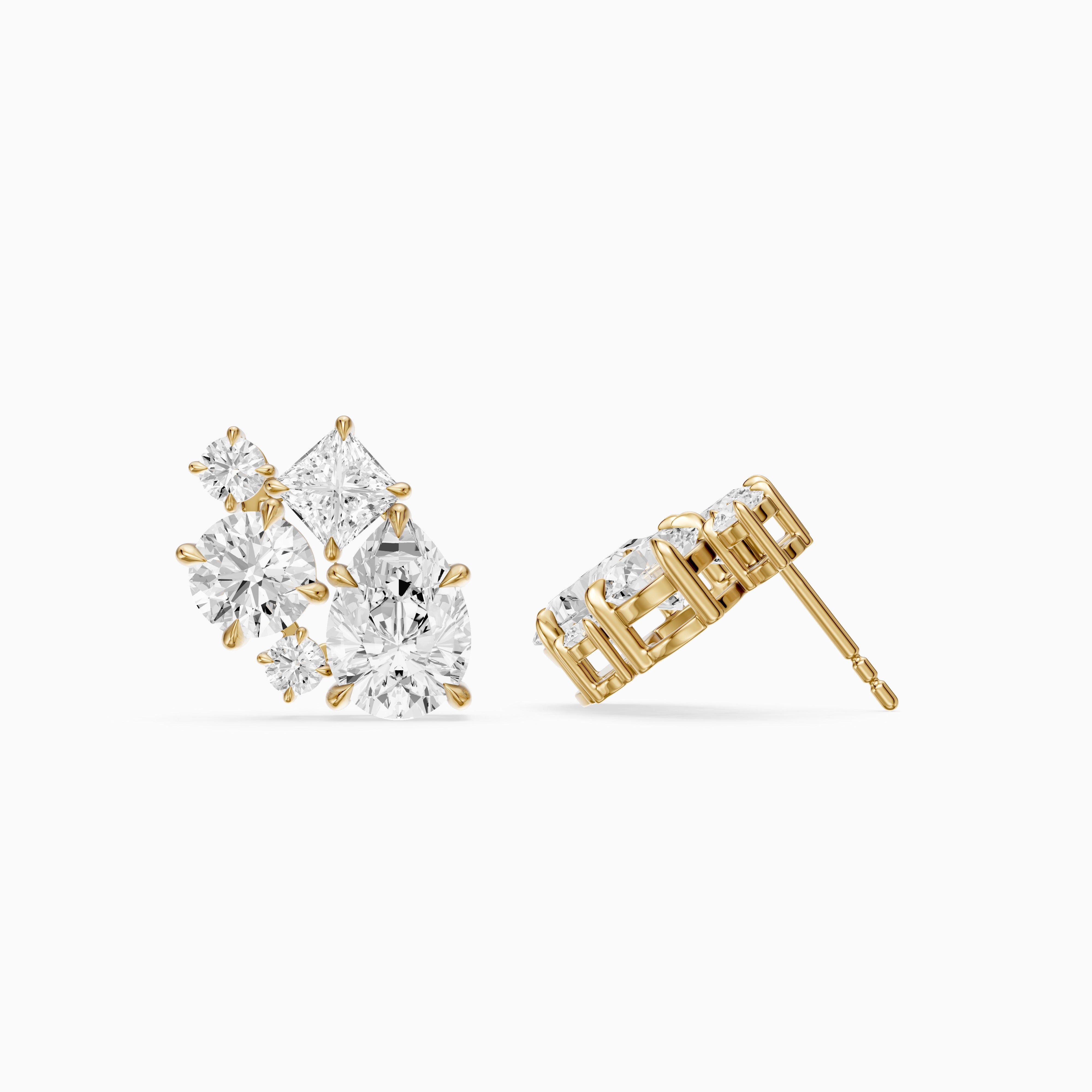 Vasilika Multi Shape Lab Grown Diamond Cluster Stud Earrings