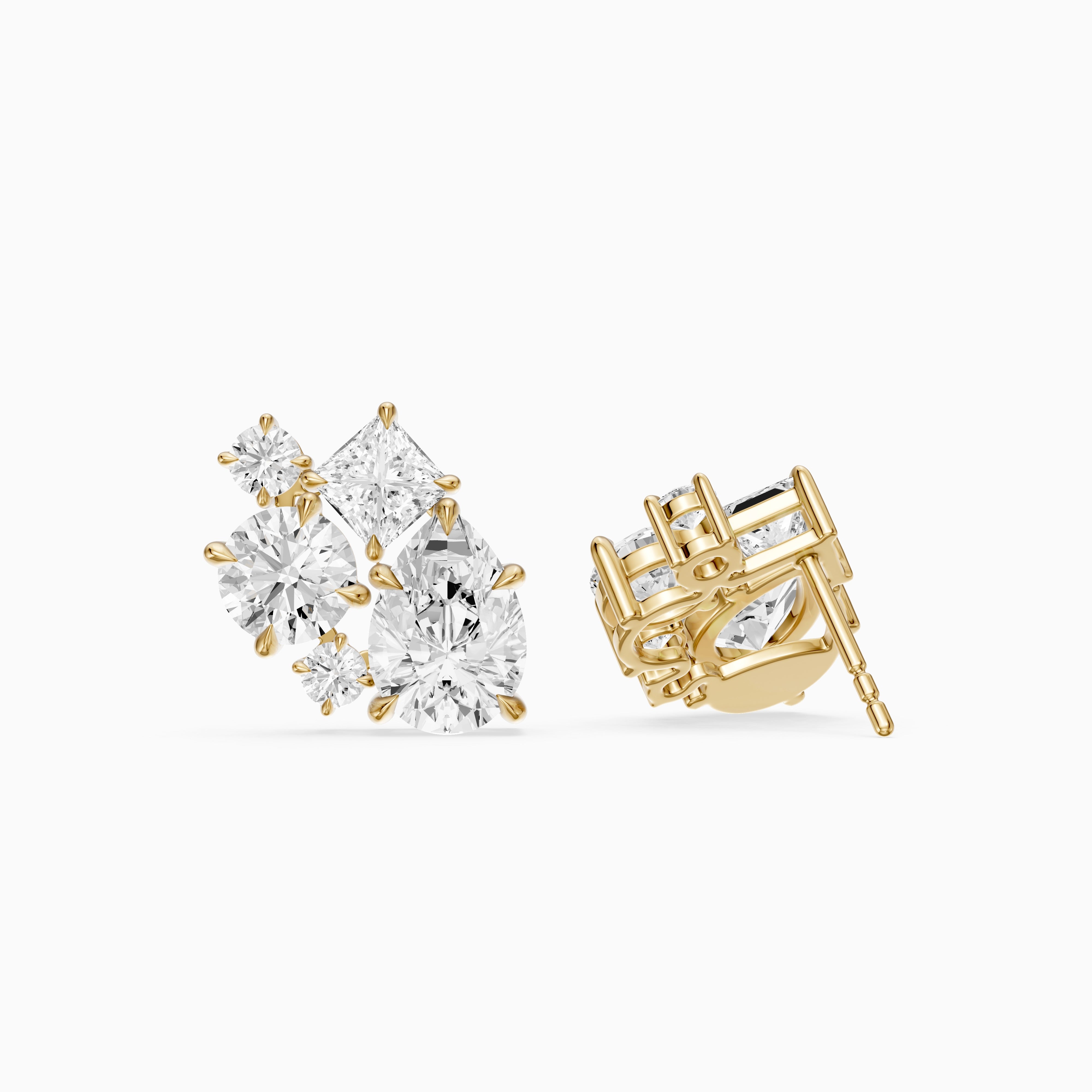 Vasilika Multi Shape Lab Grown Diamond Cluster Stud Earrings