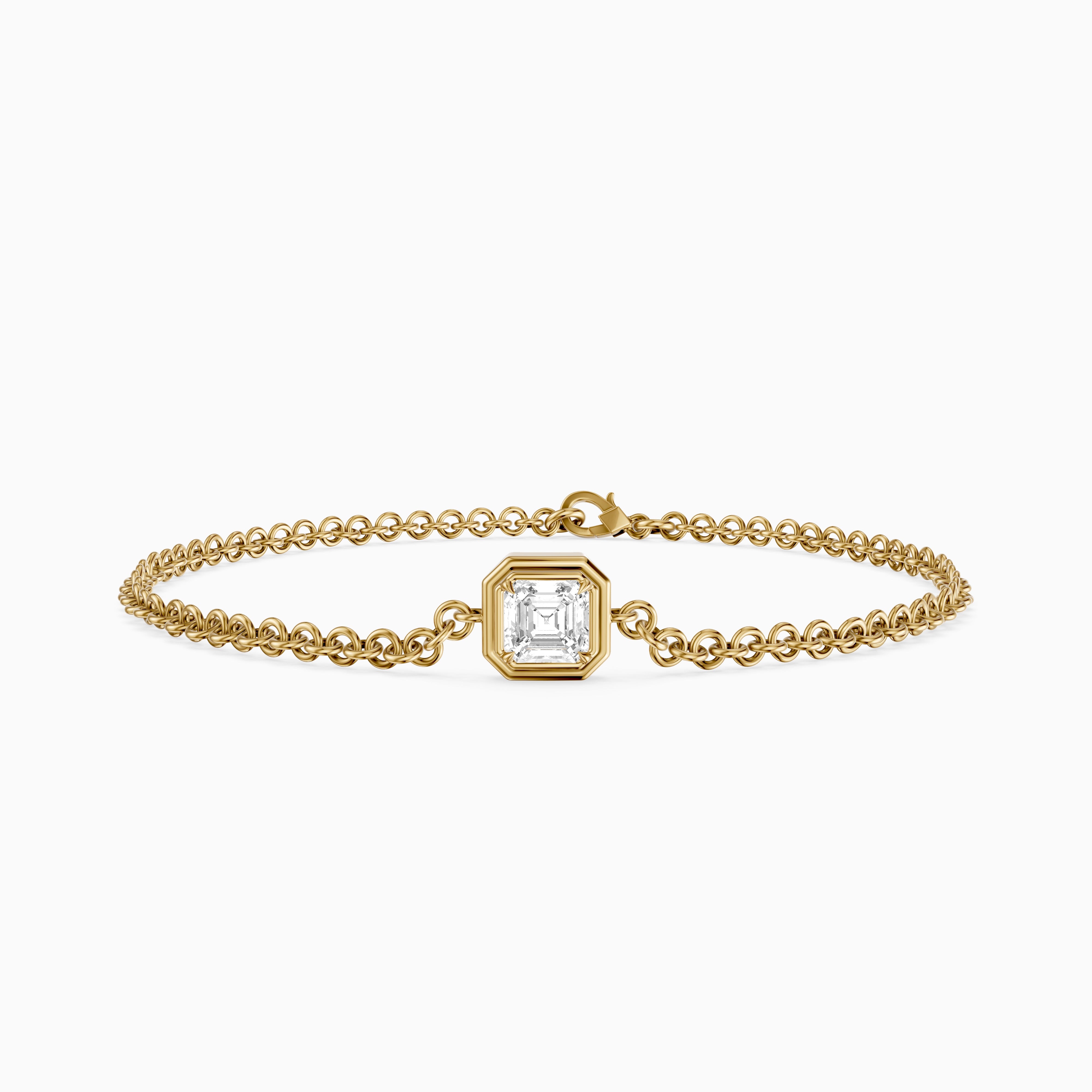 Lucie Bezel Set Asscher Lab Grown Diamond Chain Bracelet
