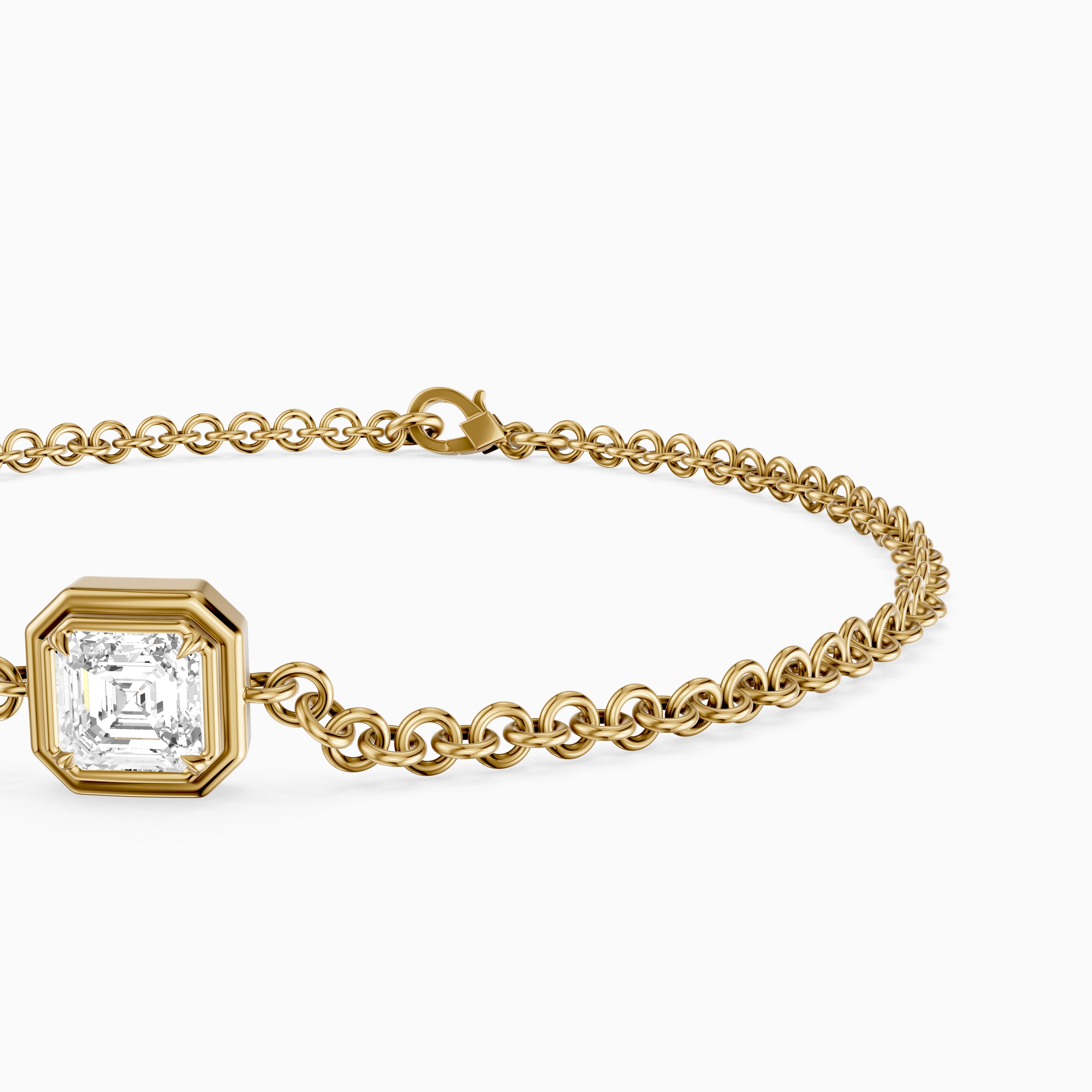 Lucie Bezel Set Asscher Lab Grown Diamond Chain Bracelet