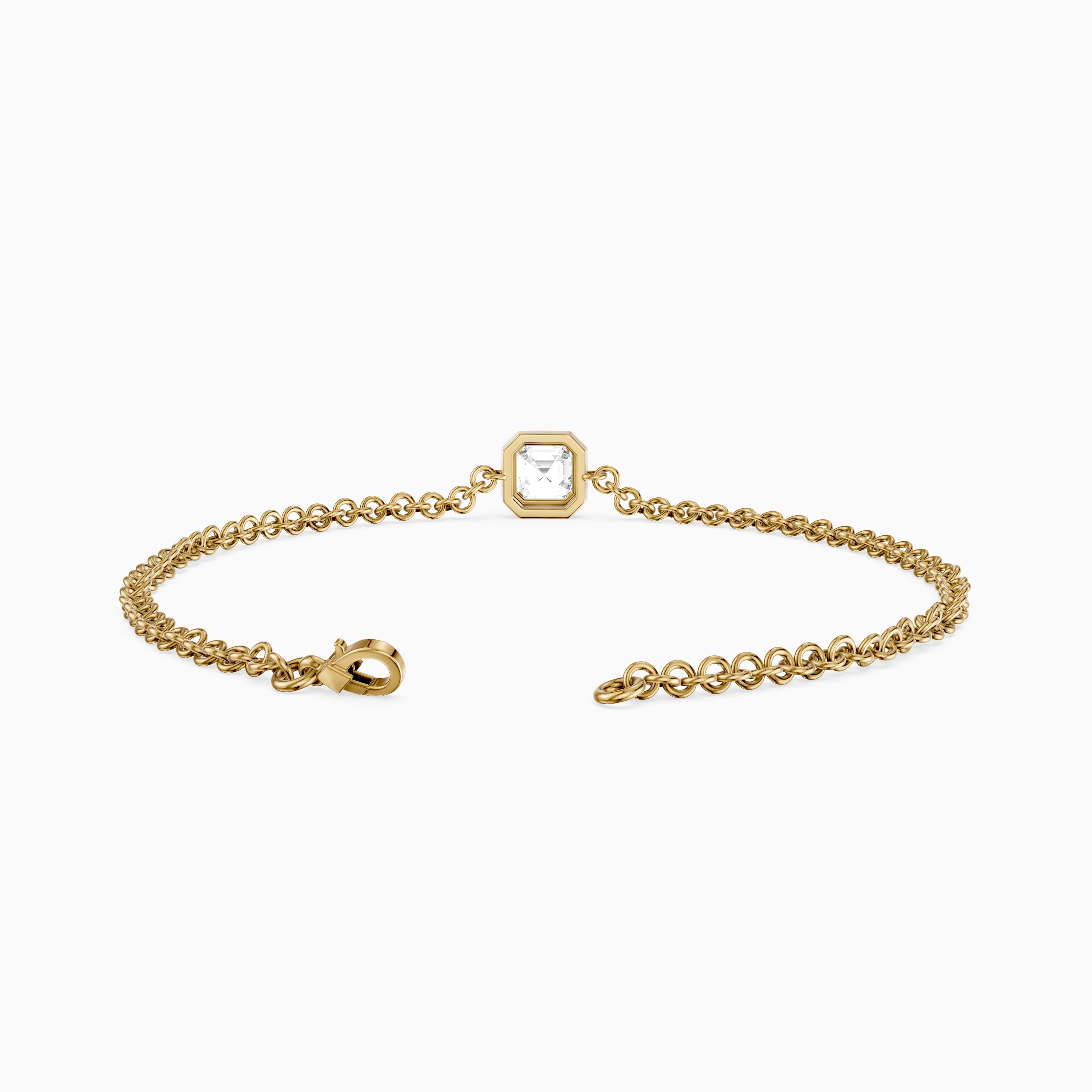 Lucie Bezel Set Asscher Lab Grown Diamond Chain Bracelet