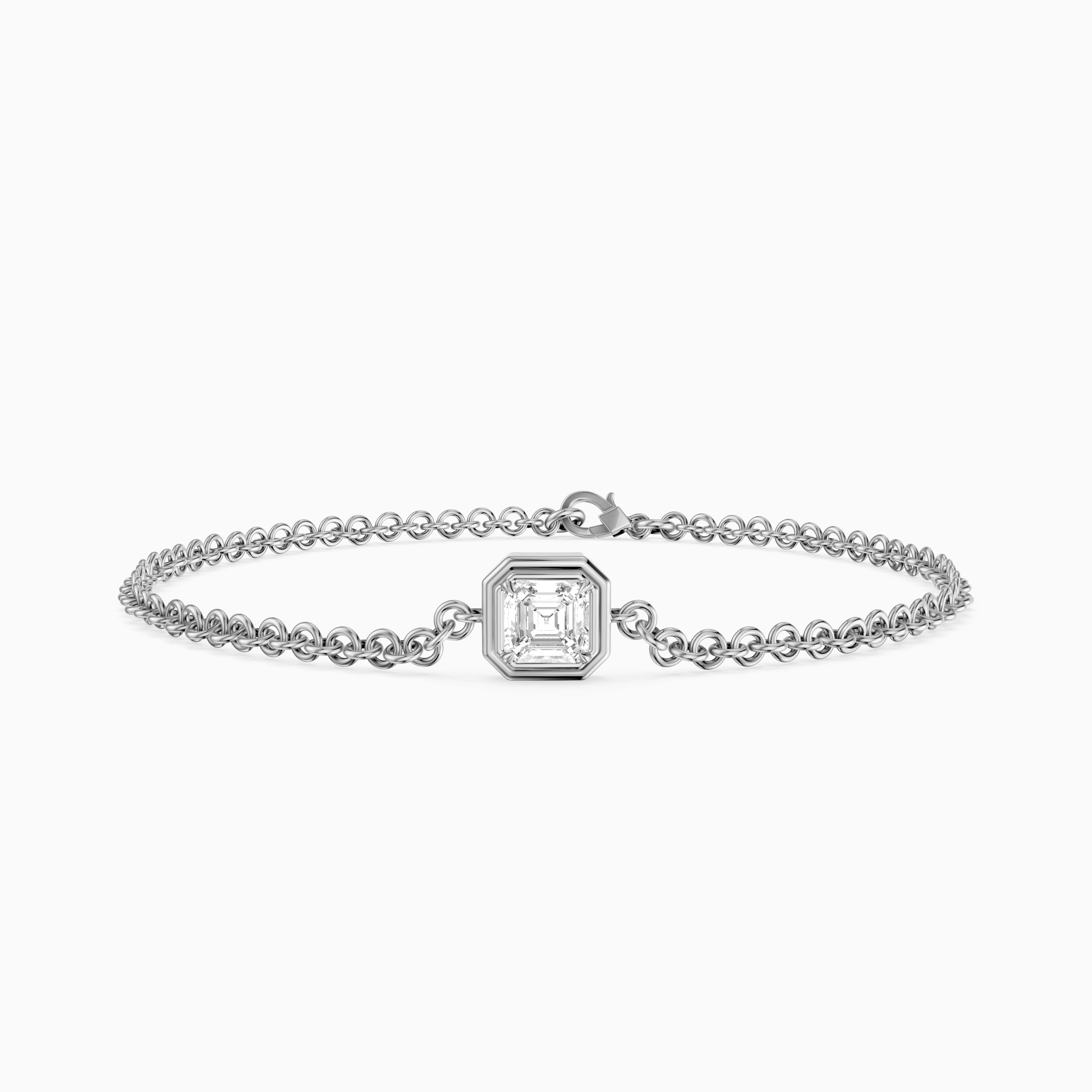 Lucie Bezel Set Asscher Lab Grown Diamond Chain Bracelet