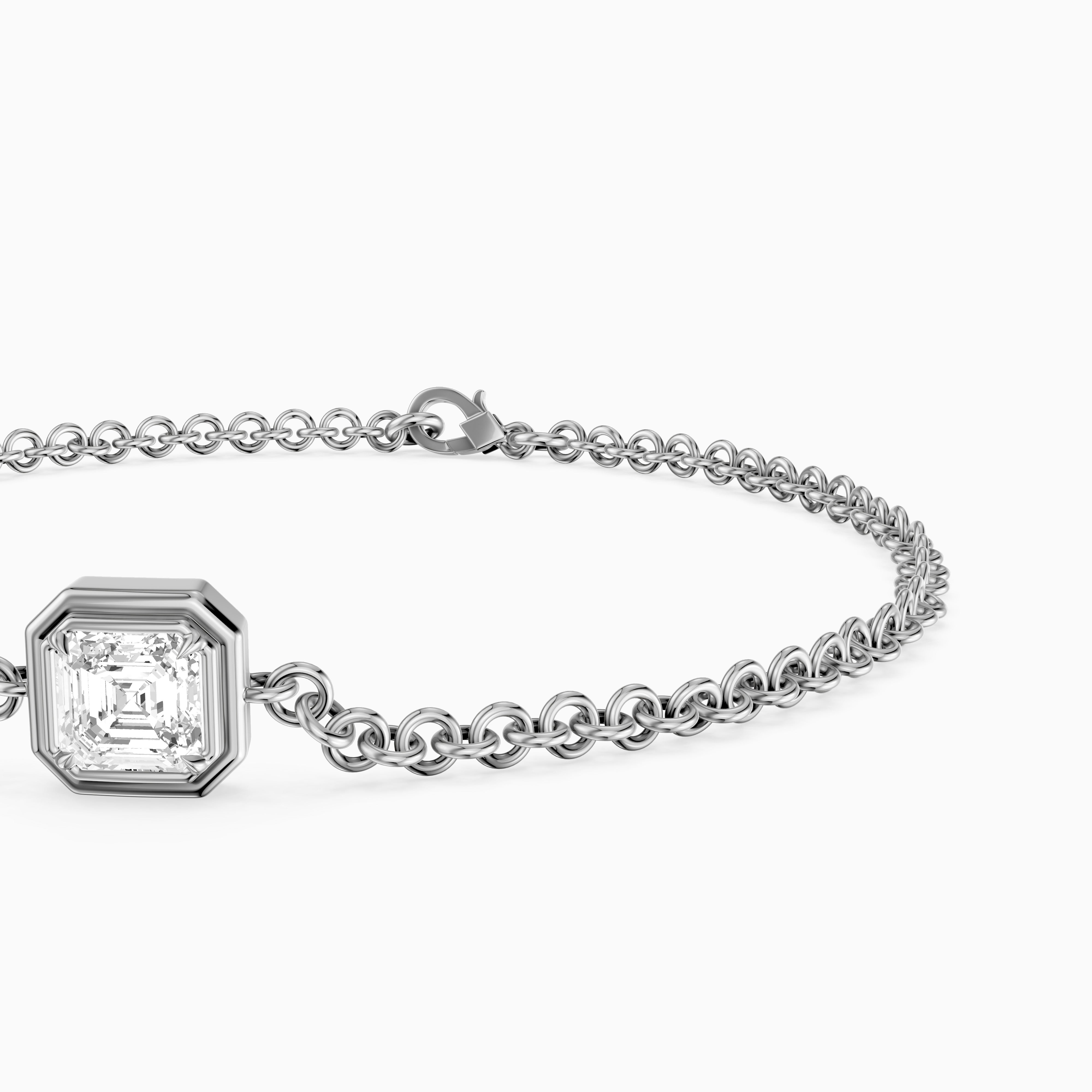 Lucie Bezel Set Asscher Lab Grown Diamond Chain Bracelet