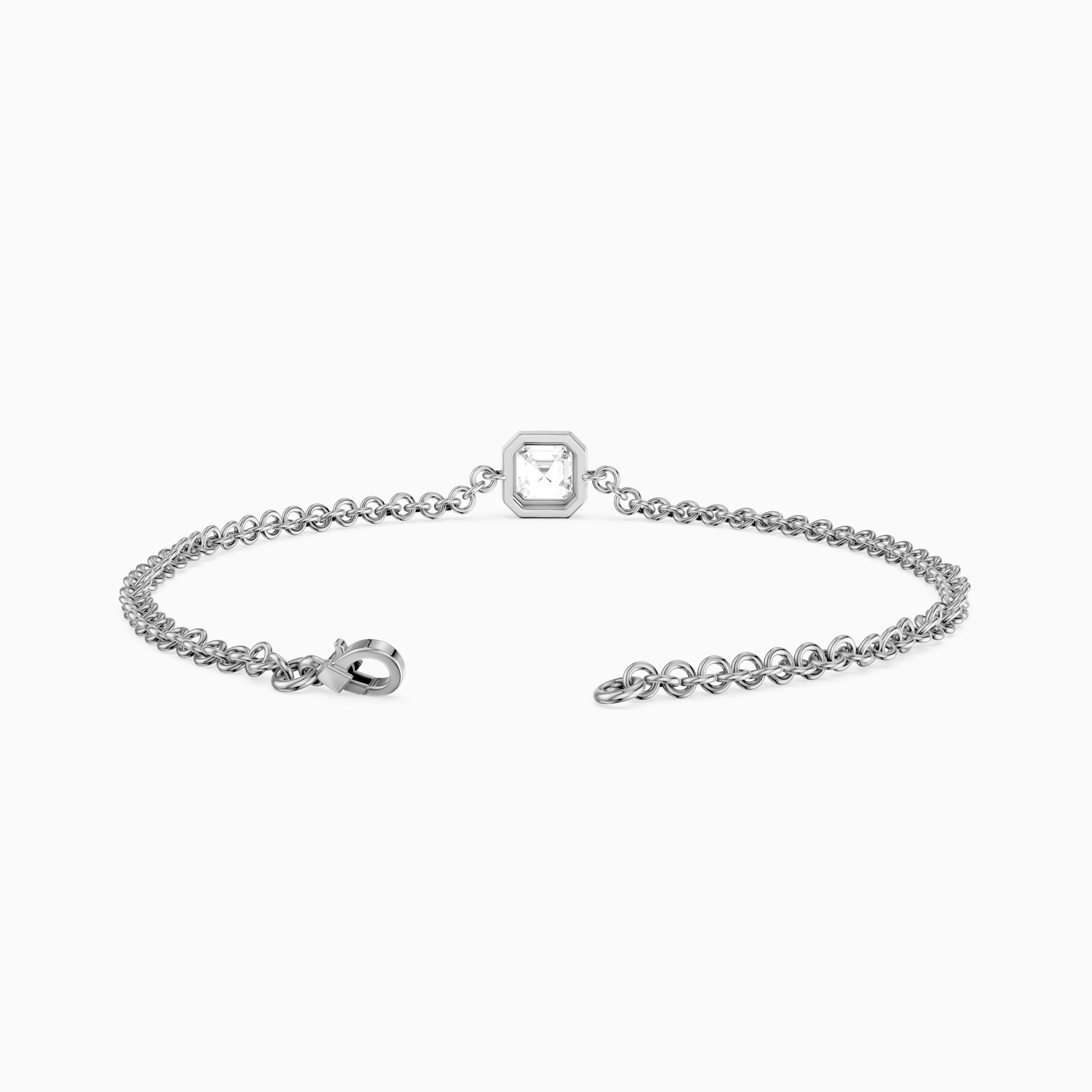 Lucie Bezel Set Asscher Lab Grown Diamond Chain Bracelet