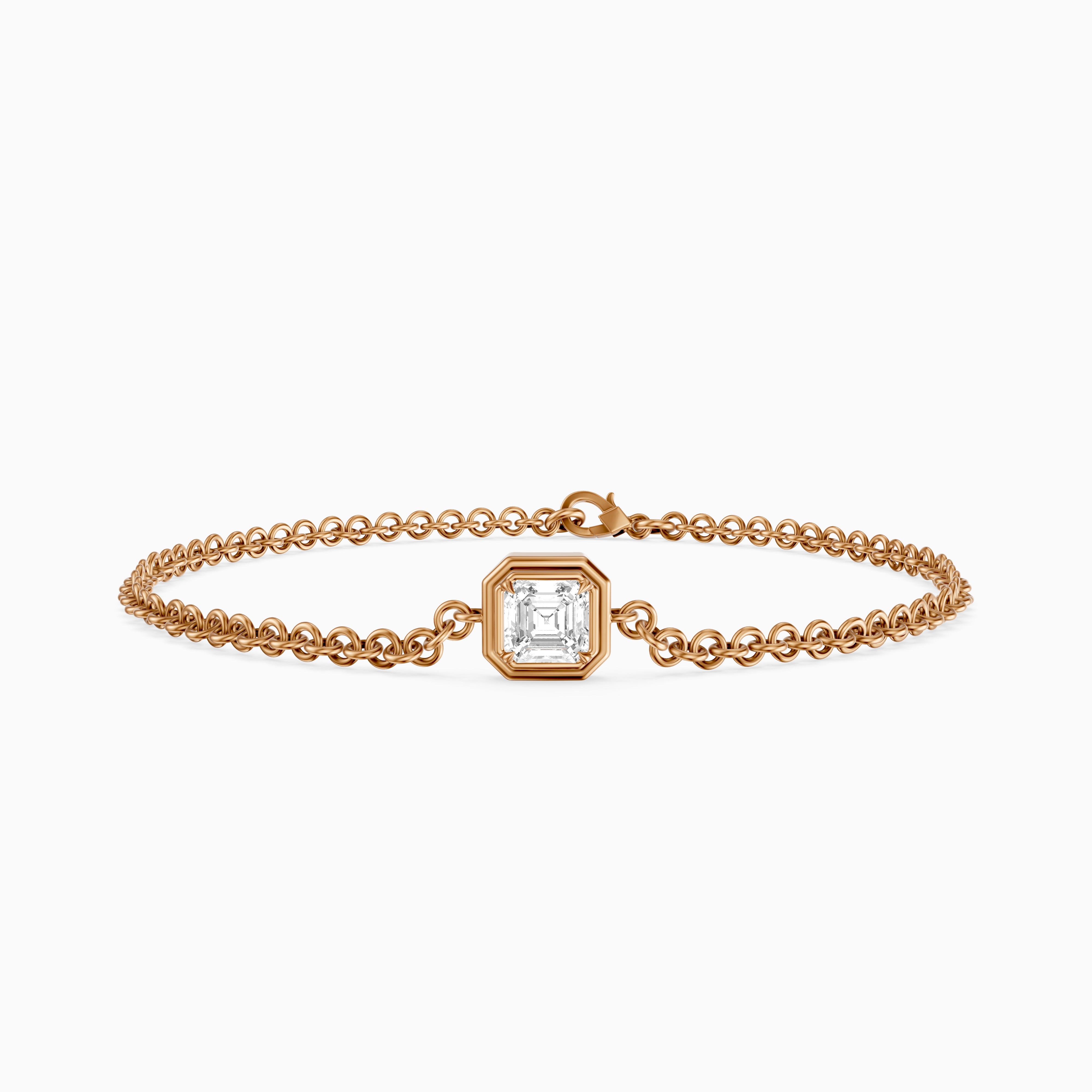 Lucie Bezel Set Asscher Lab Grown Diamond Chain Bracelet