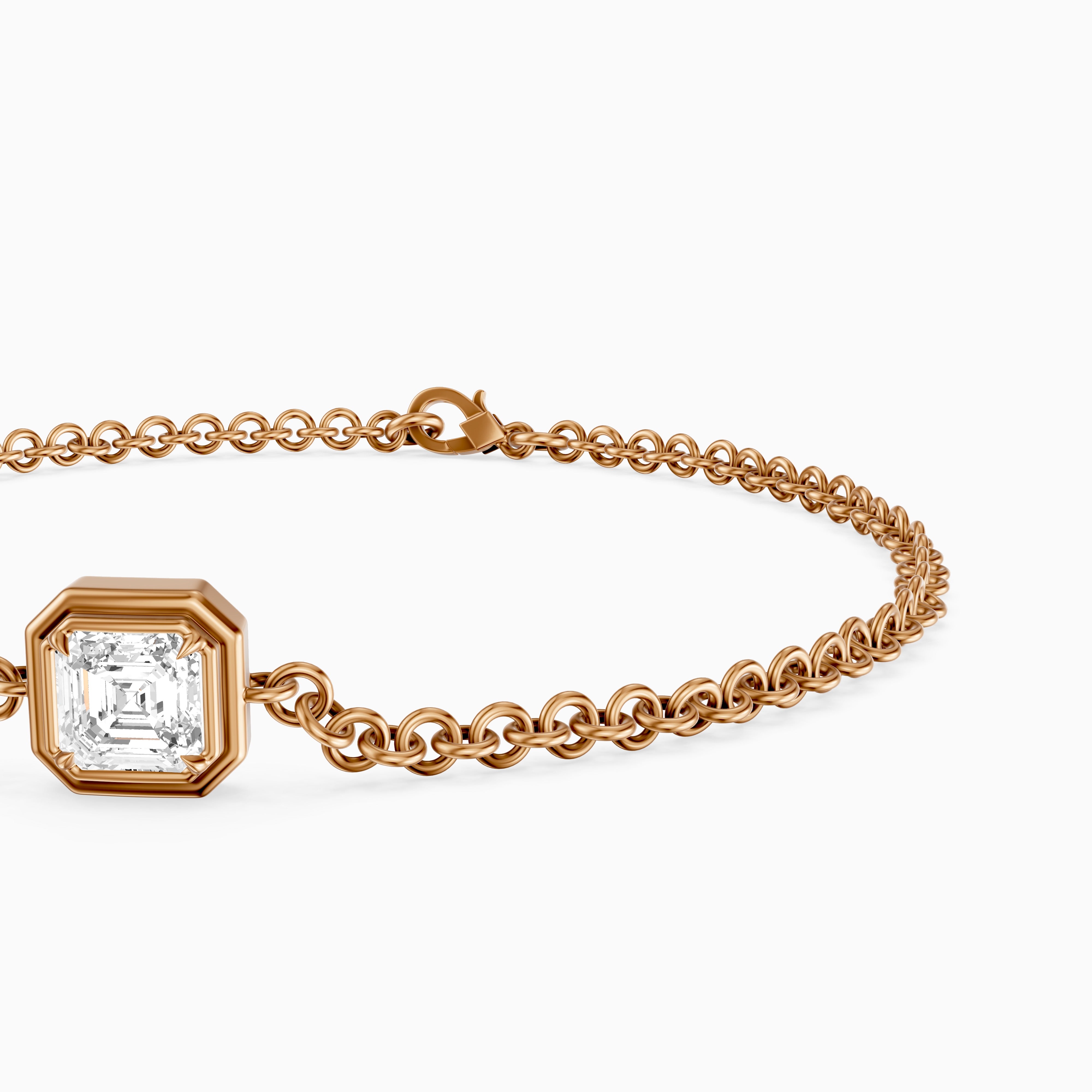 Lucie Bezel Set Asscher Lab Grown Diamond Chain Bracelet