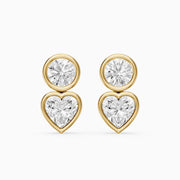 Veda Heart and Round Lab Grown Diamond Bezel Stud Earrings