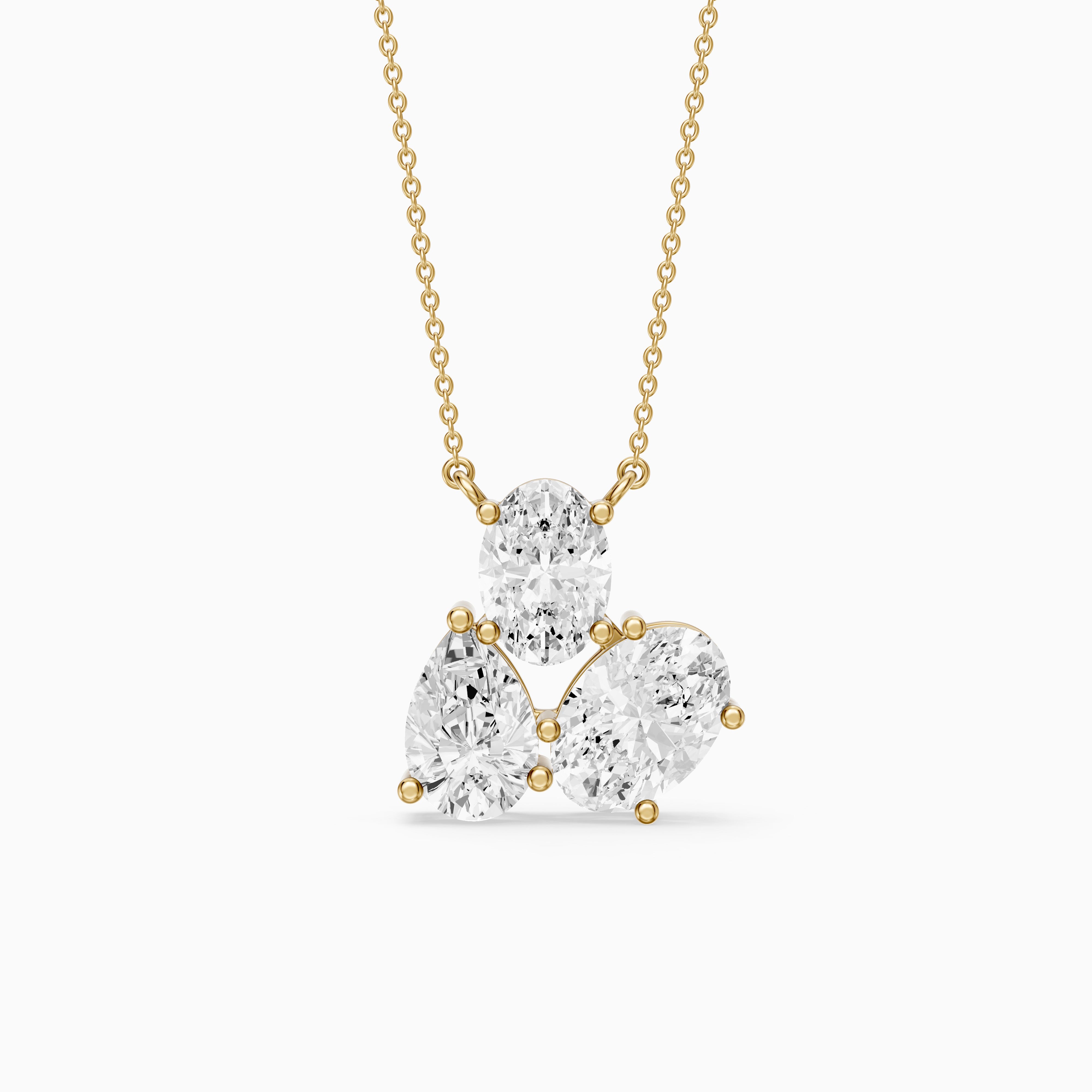 Fatima Oval and Pear Lab Grown Diamond Cluster Pendant