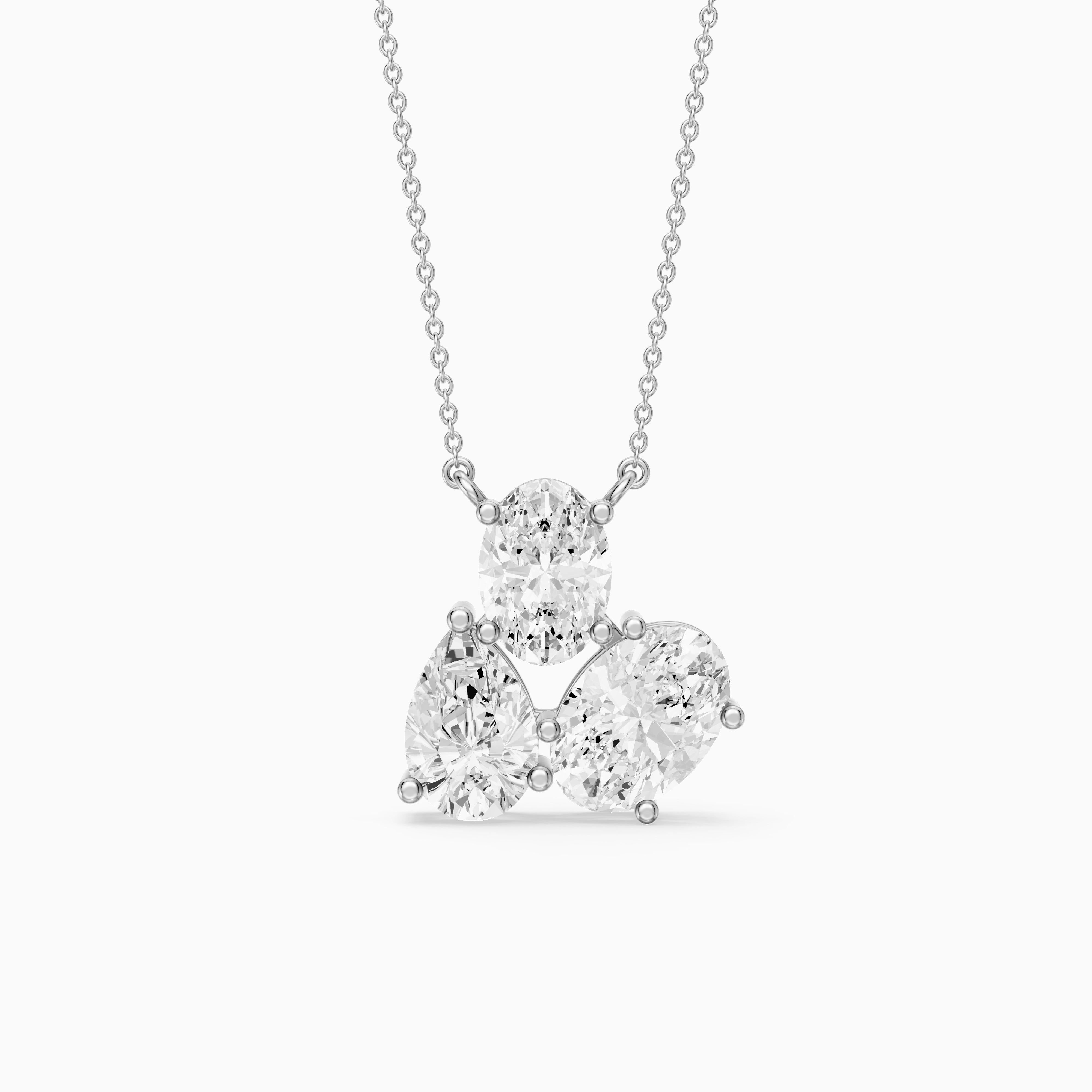 Fatima Oval and Pear Lab Grown Diamond Cluster Pendant