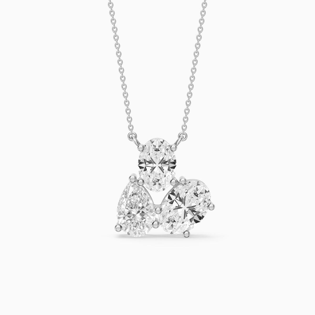 Fatima Oval and Pear Lab Grown Diamond Cluster Pendant