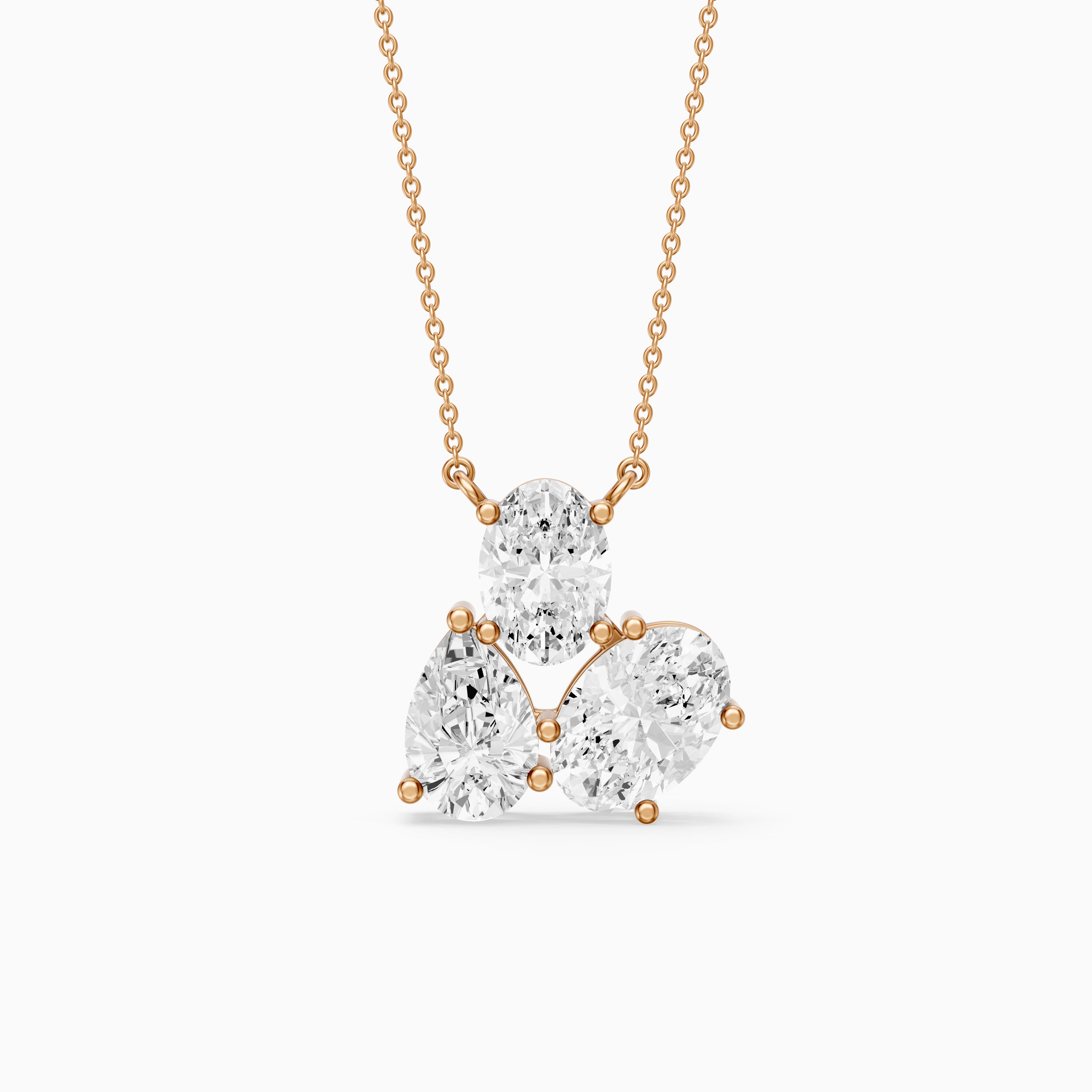 Fatima Oval and Pear Lab Grown Diamond Cluster Pendant