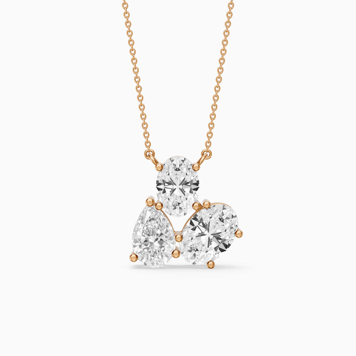 Fatima Oval and Pear Lab Grown Diamond Cluster Pendant