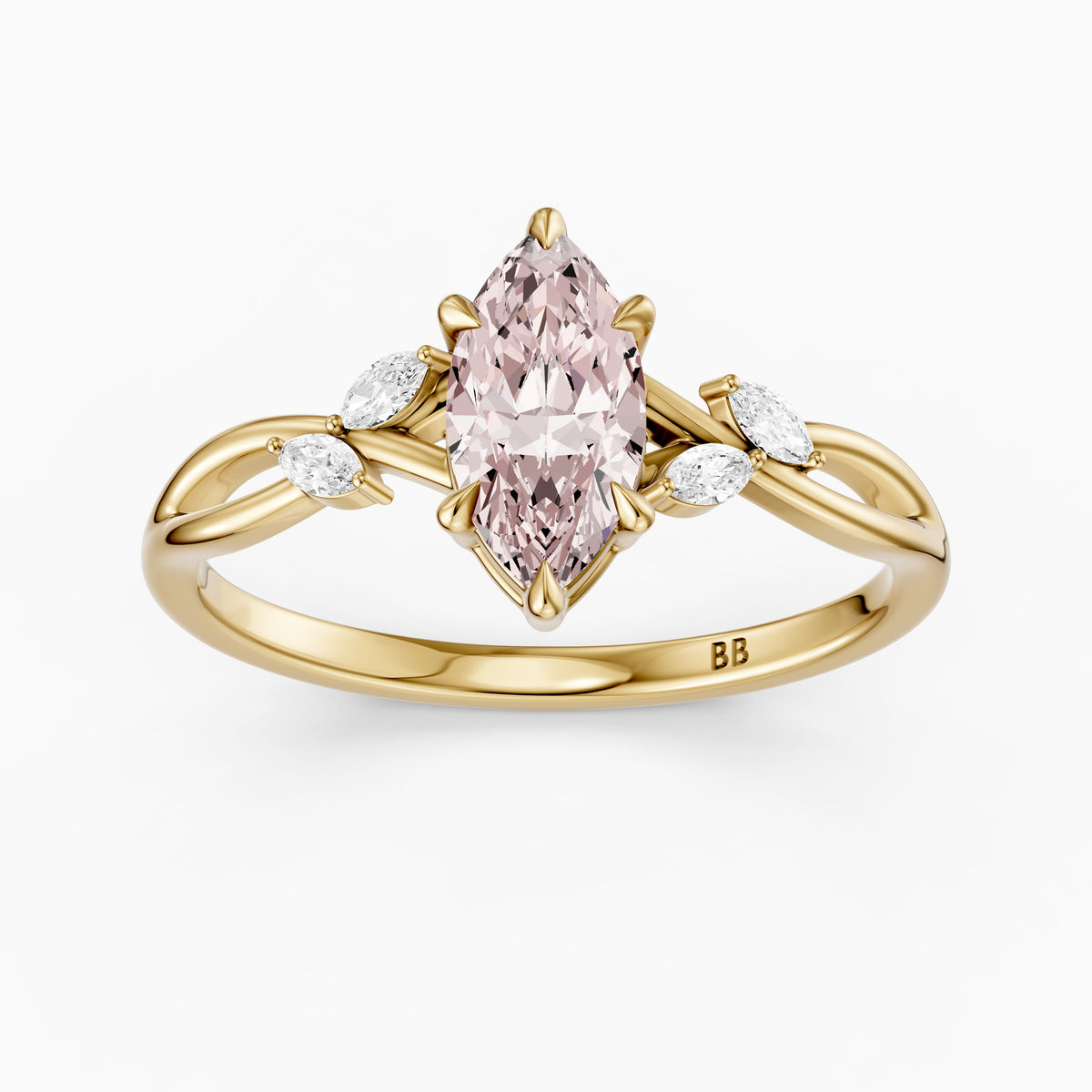 Amity Marquise Pink Lab Grown Diamond Intertwined Shank Ring