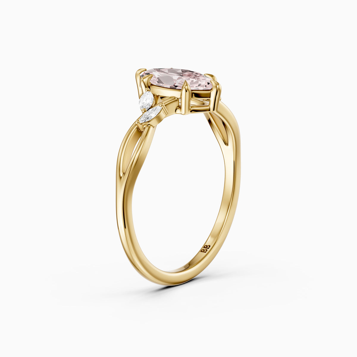 Amity Marquise Pink Lab Grown Diamond Intertwined Shank Ring