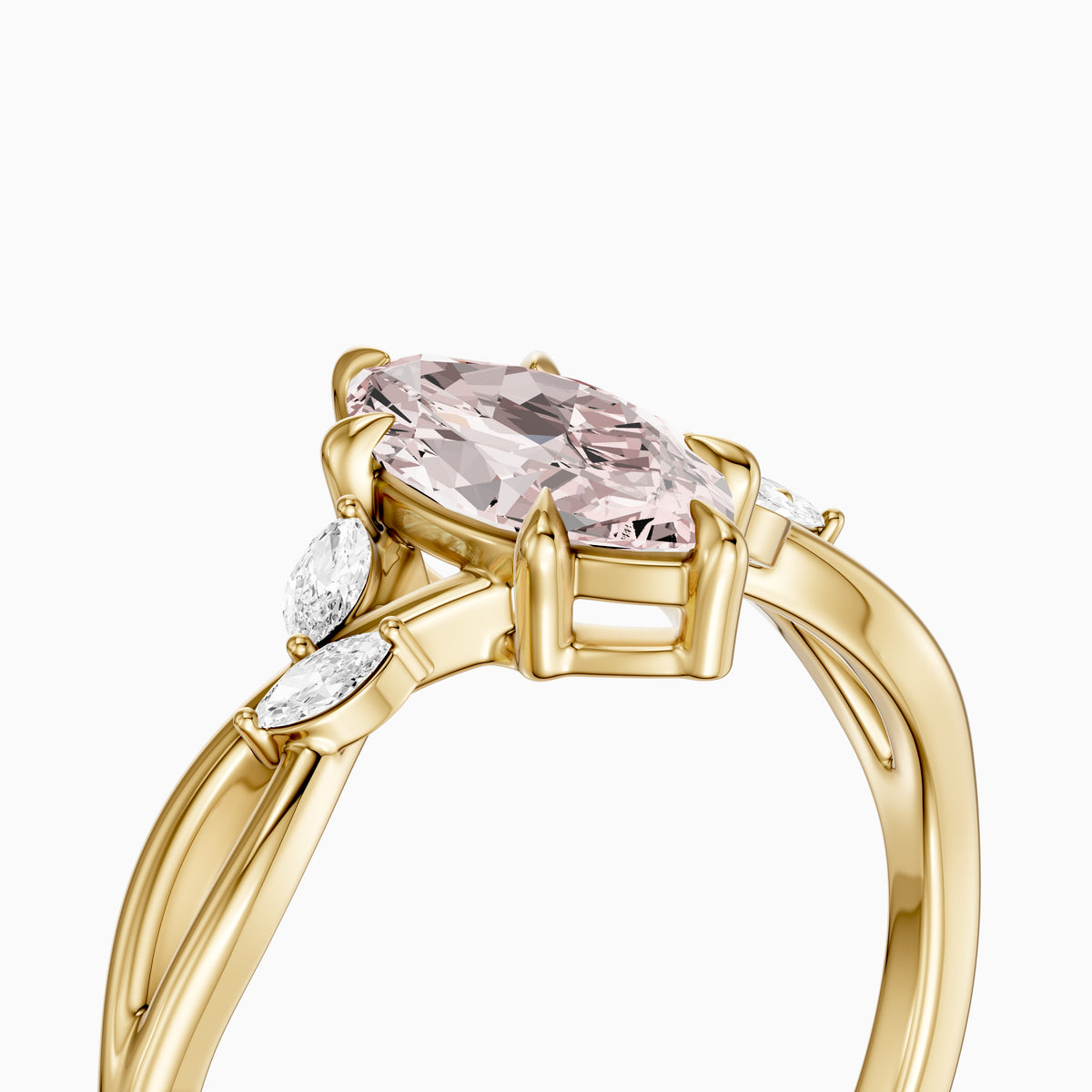 Amity Marquise Pink Lab Grown Diamond Intertwined Shank Ring