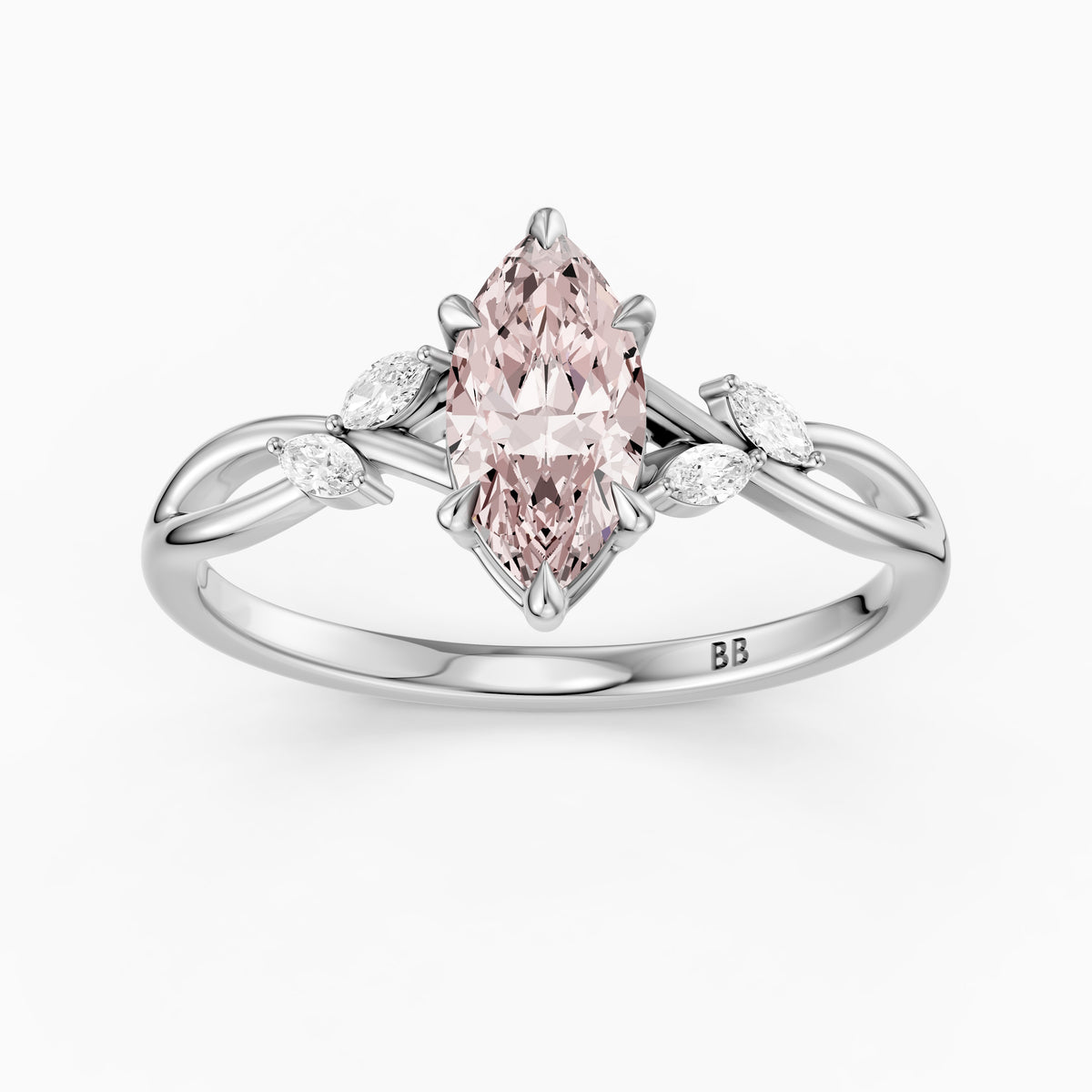 Amity Marquise Pink Lab Grown Diamond Intertwined Shank Ring