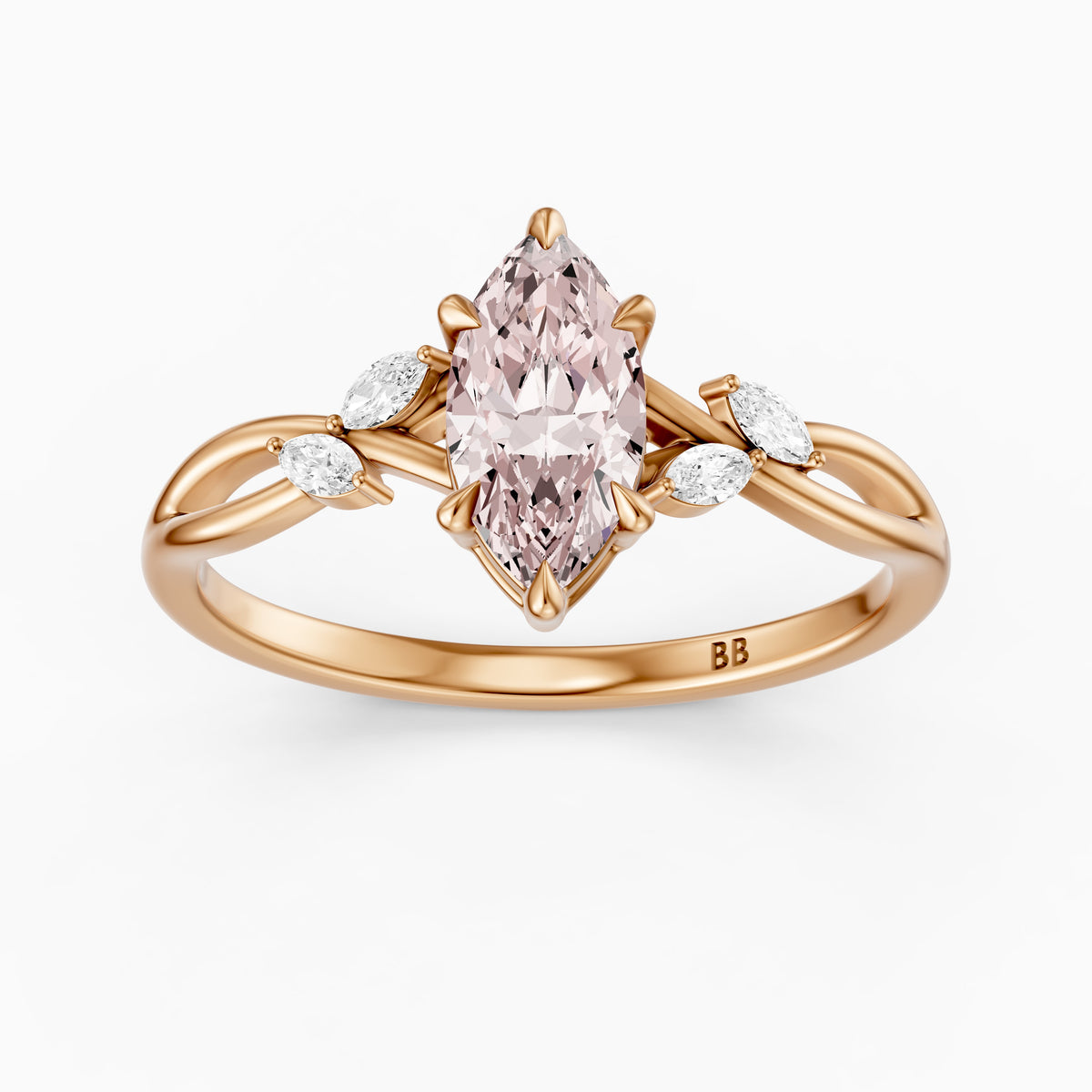 Amity Marquise Pink Lab Grown Diamond Intertwined Shank Ring