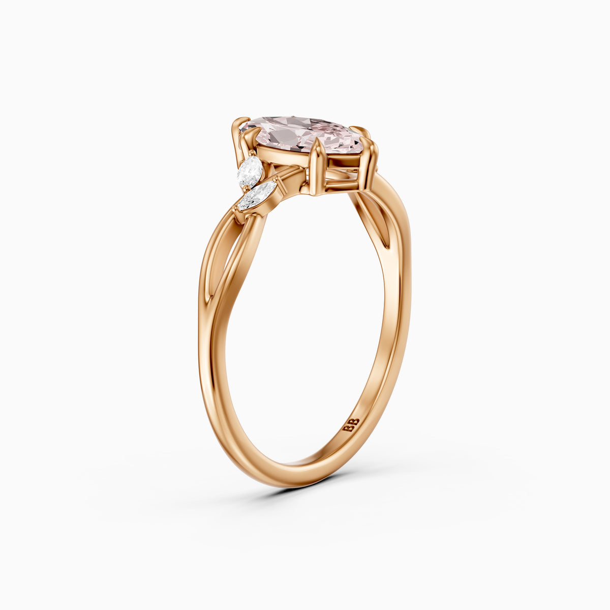 Amity Marquise Pink Lab Grown Diamond Intertwined Shank Ring