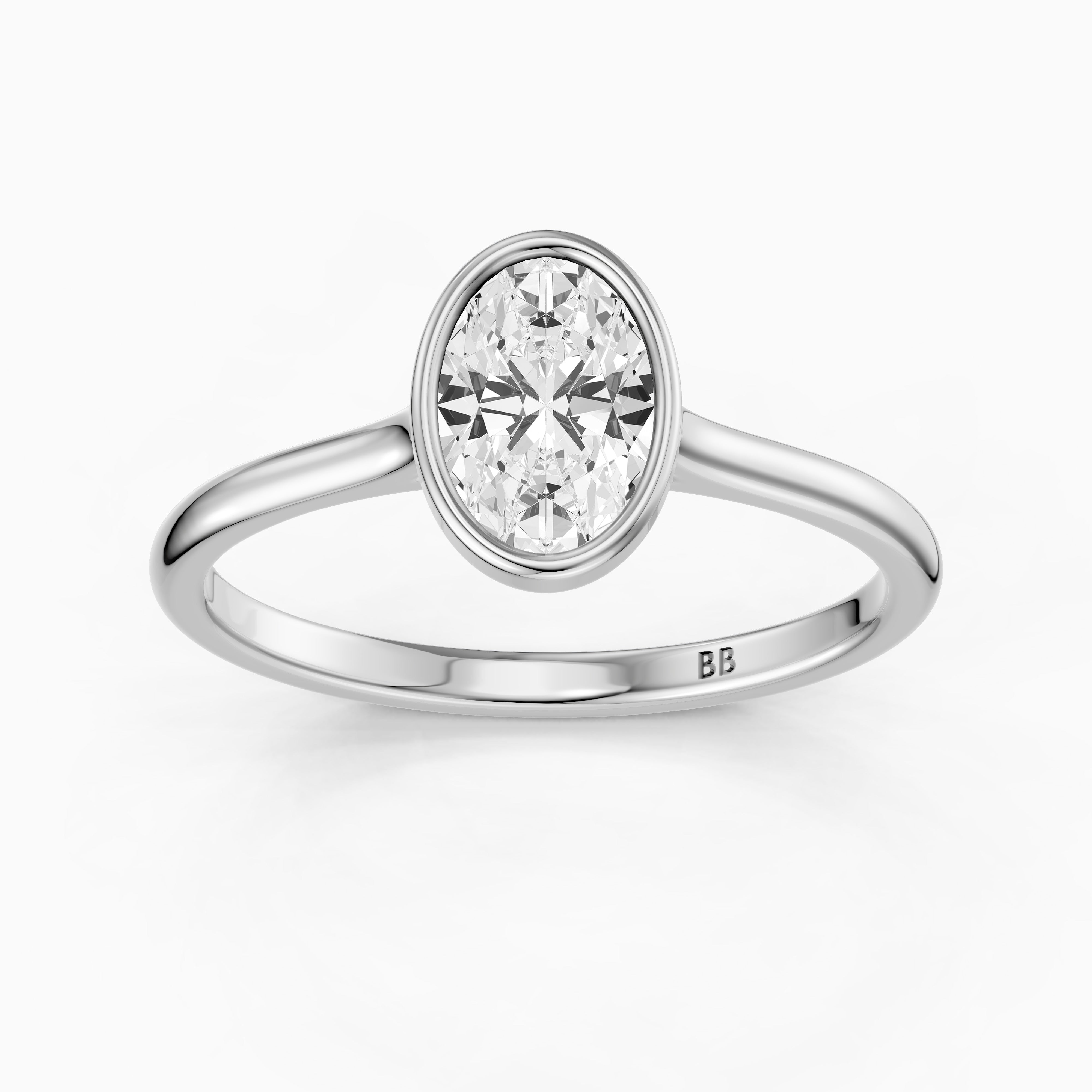 Nina Oval Cut Bezel Set Solitaire Lab Grown Diamond Ring