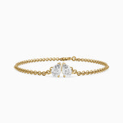 Jacquelyn Twin Pear Lab Grown Diamond Toi et Moi Chain Bracelet