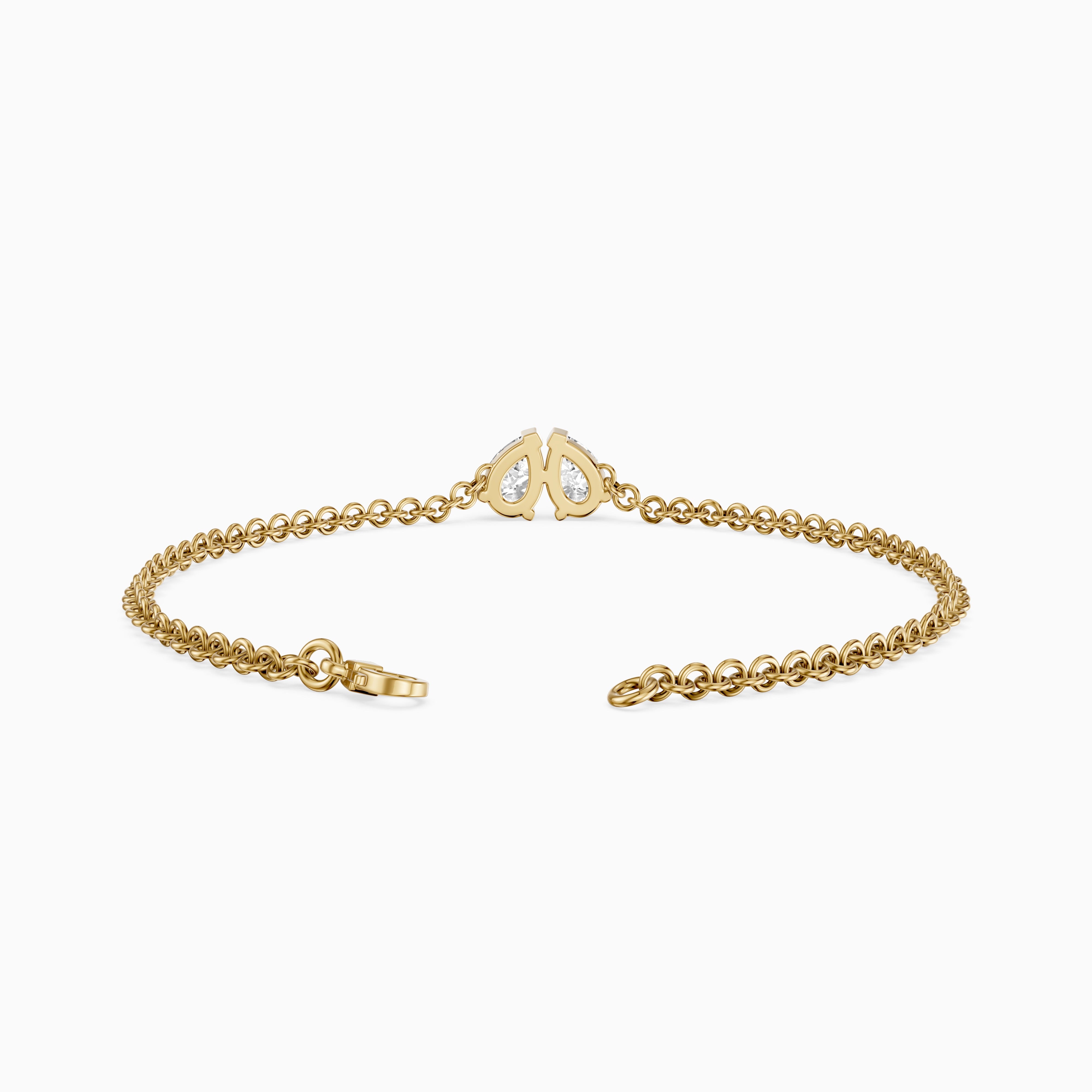 Jacquelyn Twin Pear Lab Grown Diamond Toi et Moi Chain Bracelet