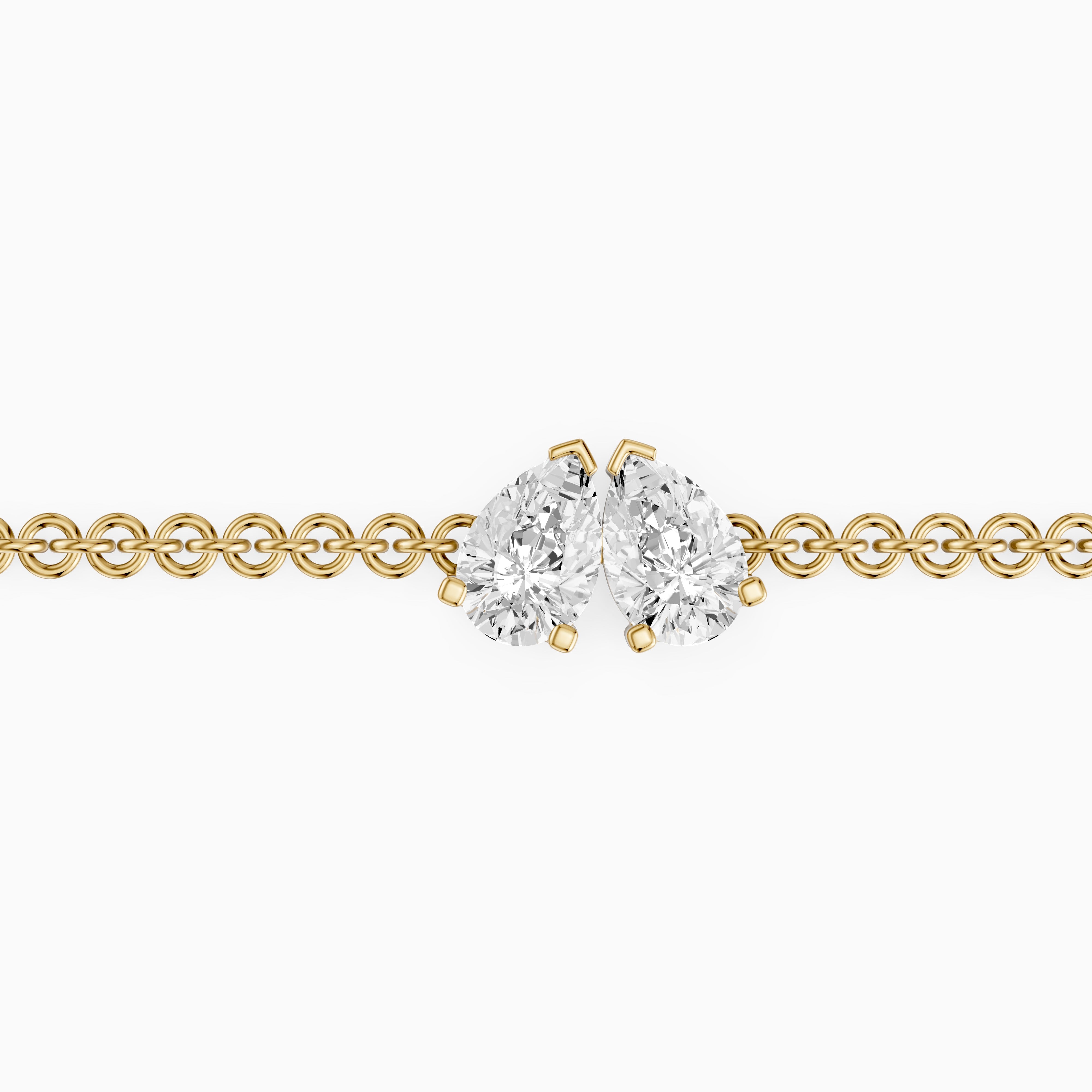 Jacquelyn Twin Pear Lab Grown Diamond Toi et Moi Chain Bracelet