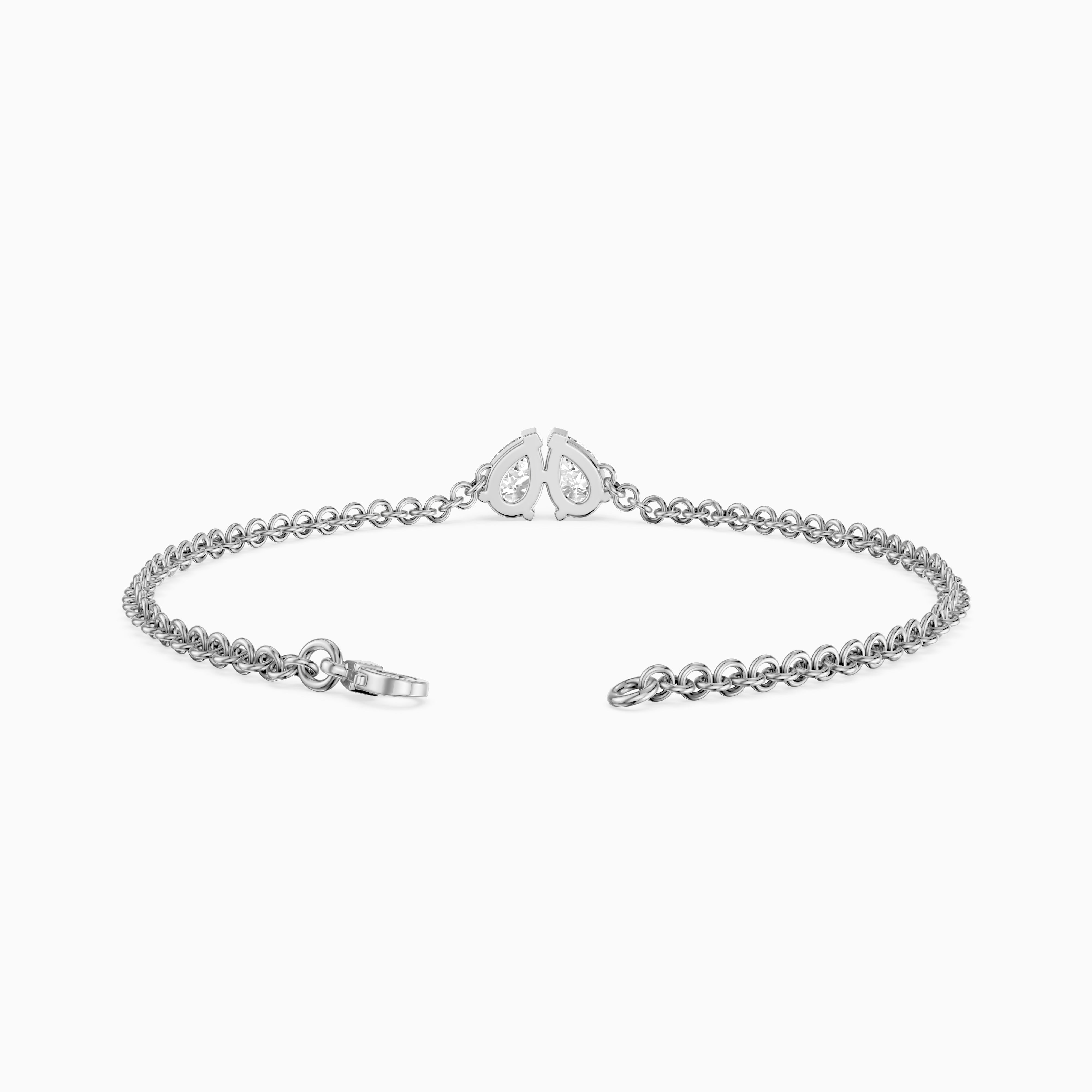 Jacquelyn Twin Pear Lab Grown Diamond Toi et Moi Chain Bracelet