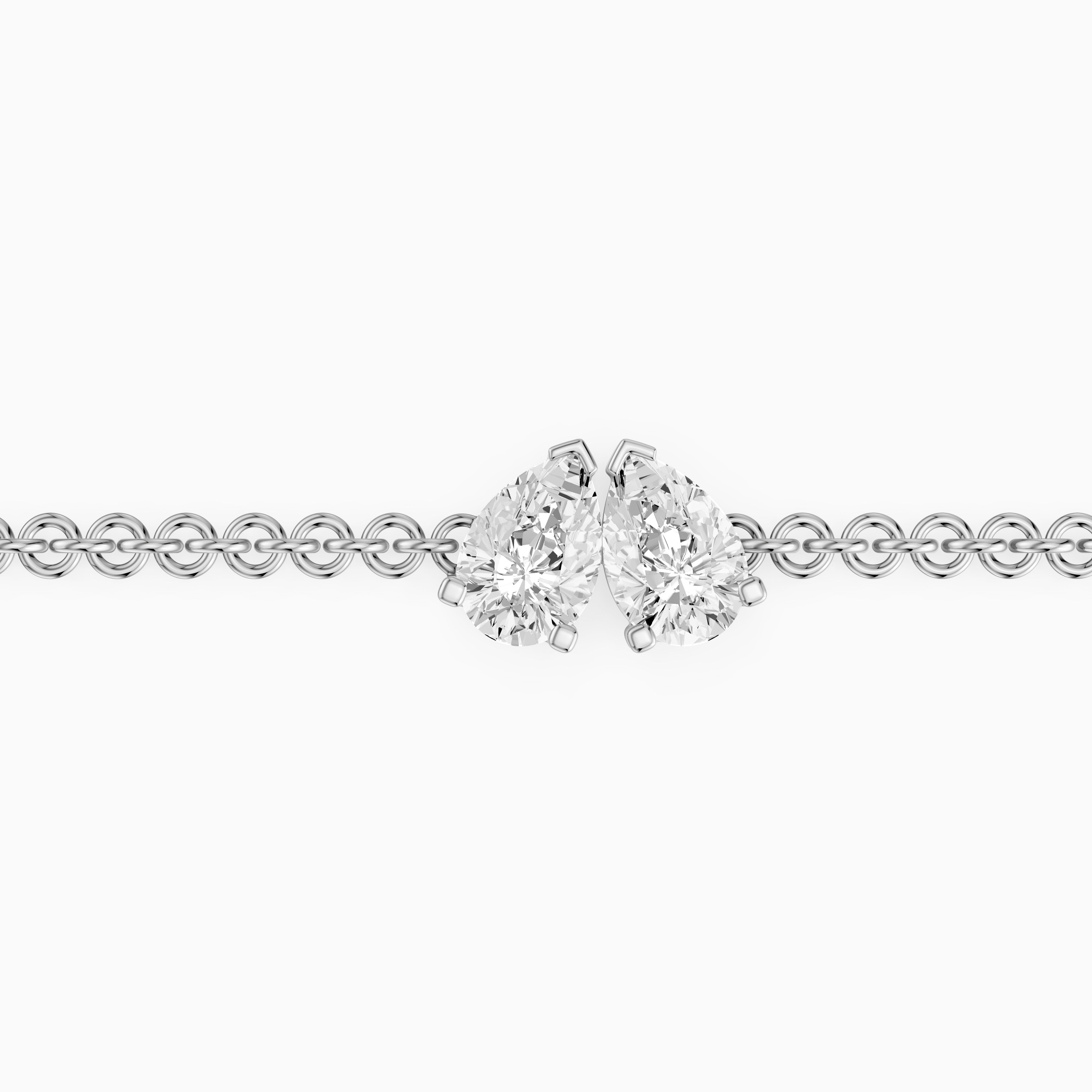 Jacquelyn Twin Pear Lab Grown Diamond Toi et Moi Chain Bracelet