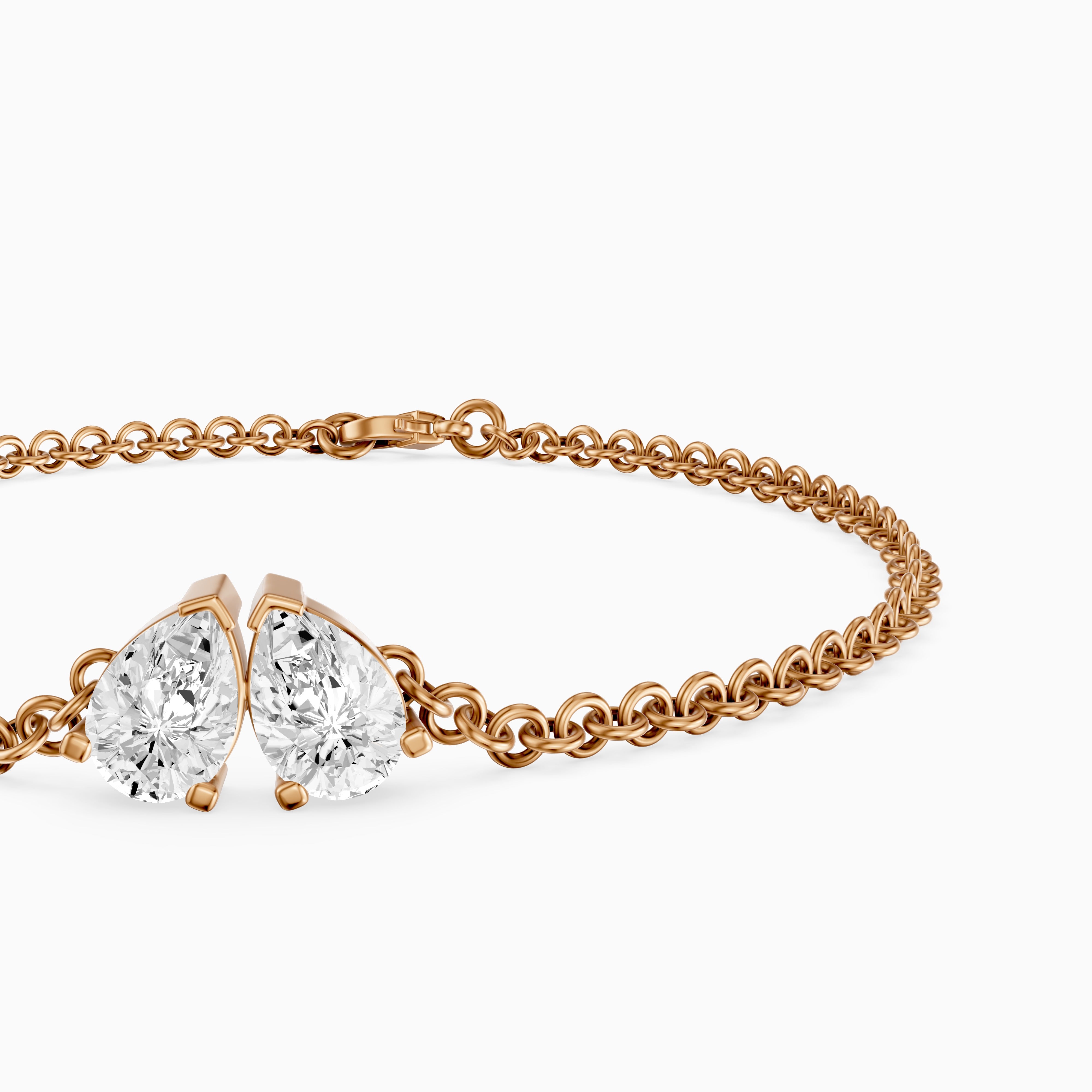Jacquelyn Twin Pear Lab Grown Diamond Toi et Moi Chain Bracelet