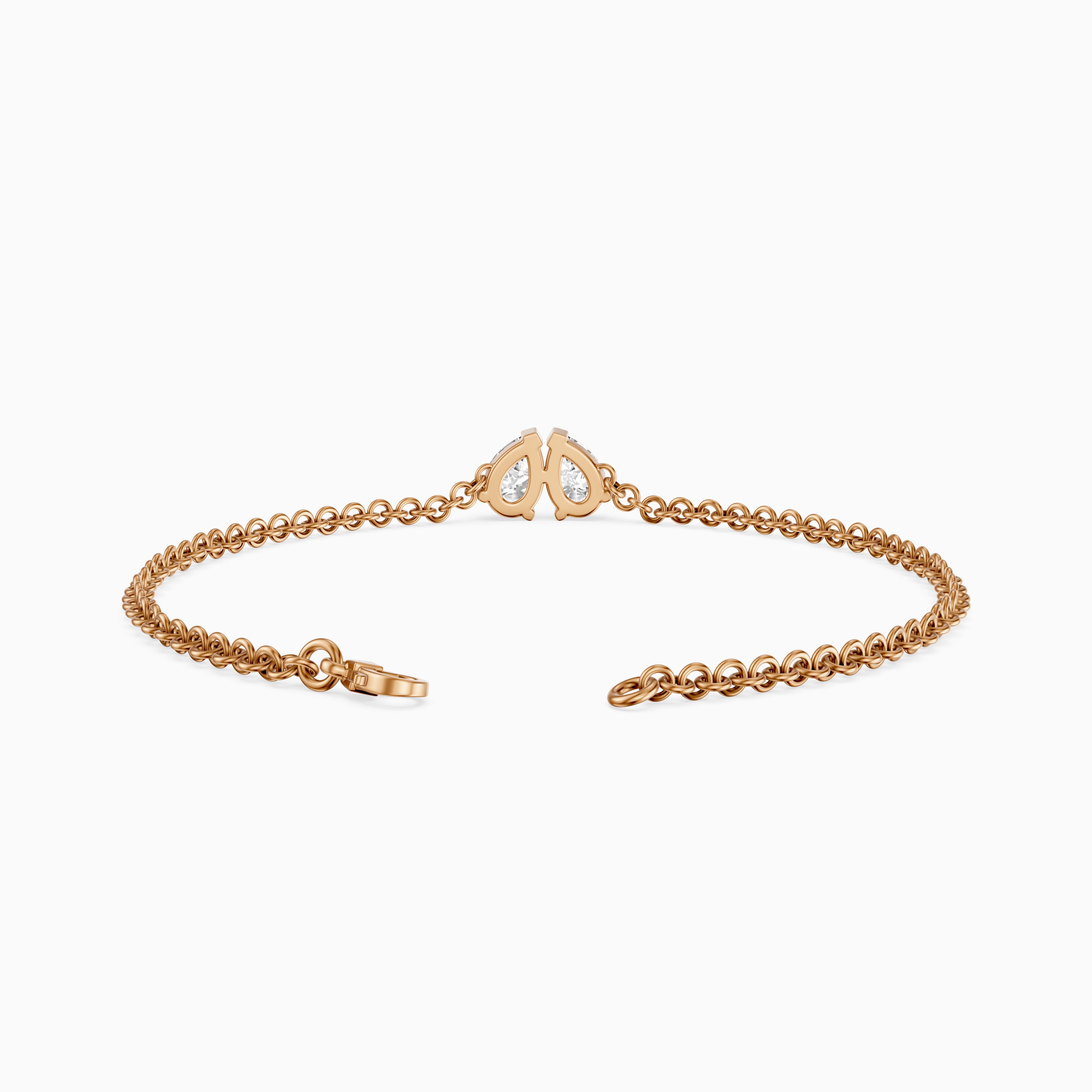 Jacquelyn Twin Pear Lab Grown Diamond Toi et Moi Chain Bracelet