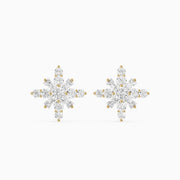Veerle Round Cut and Tapered Baguette Lab Grown Diamond Snowflake Stud Earrings
