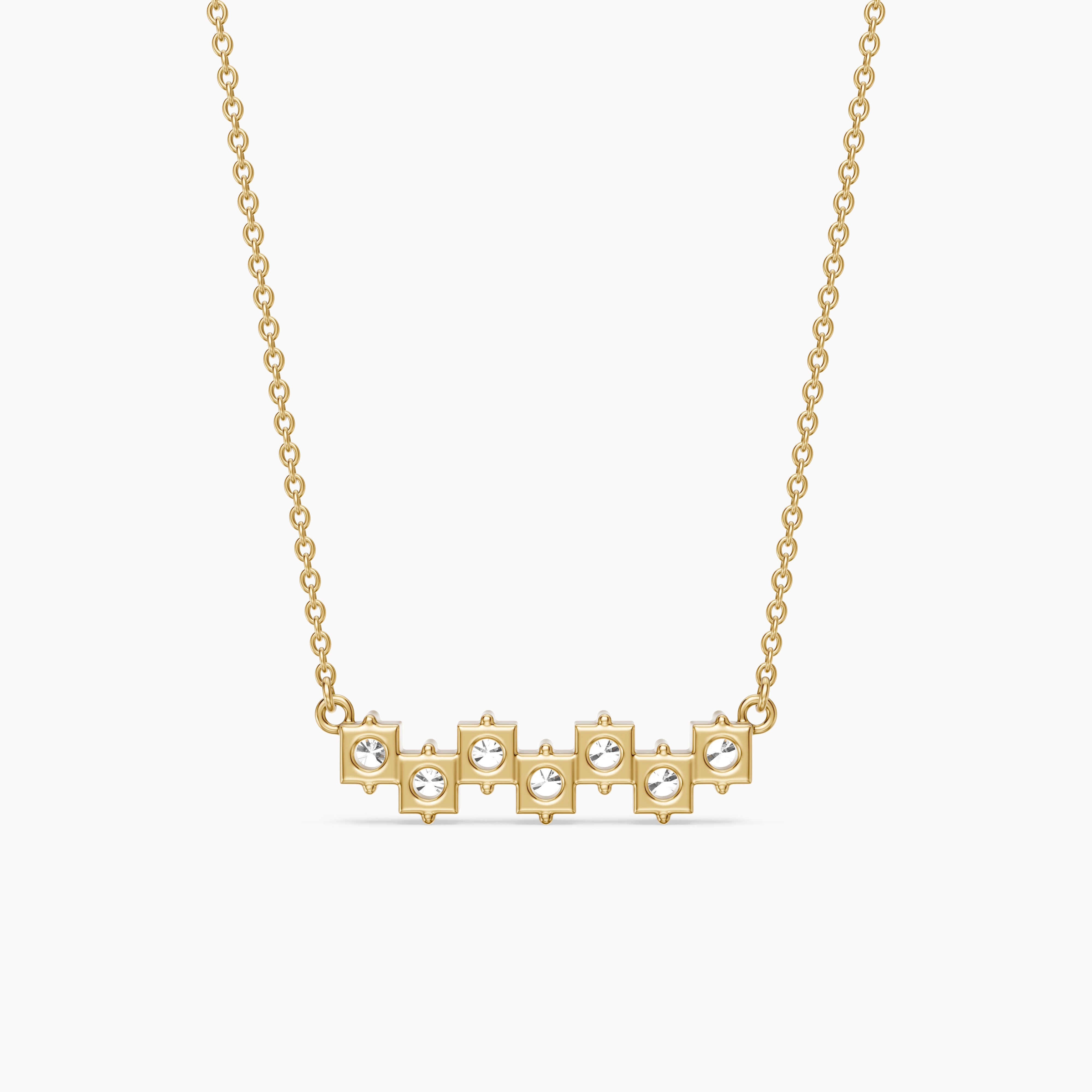Viviana Round Lab Grown Diamond Cluster Bar Necklace
