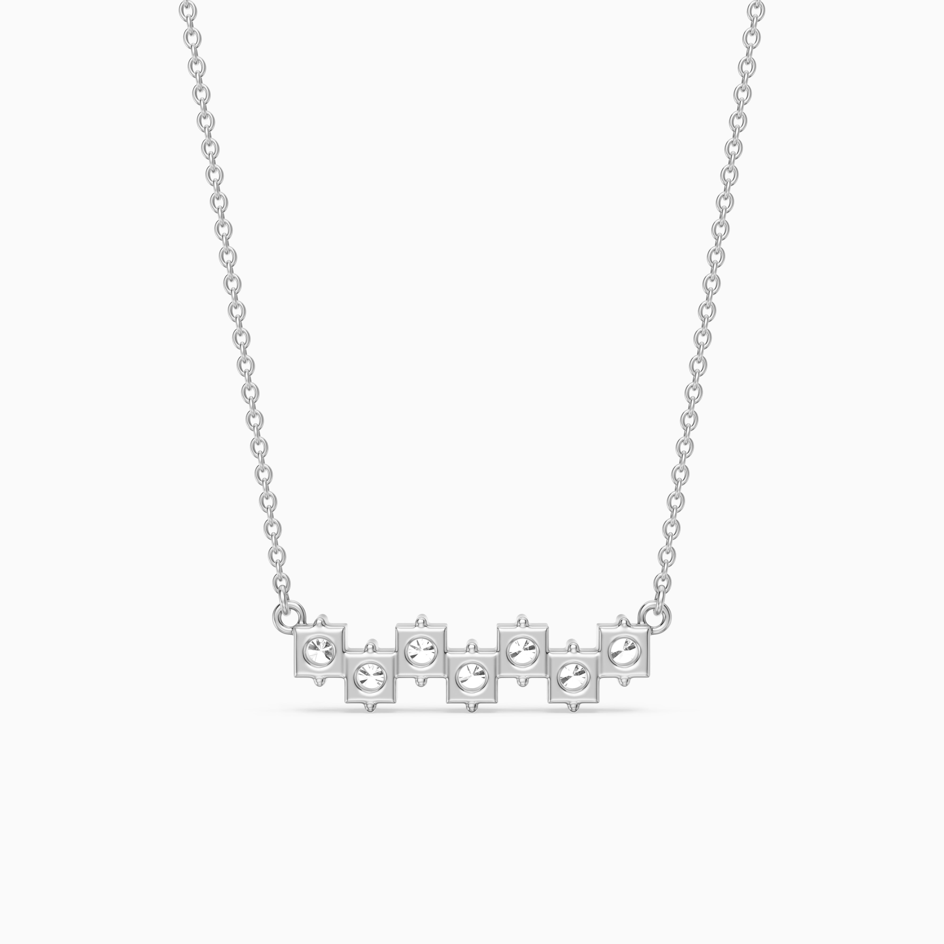 Viviana Round Lab Grown Diamond Cluster Bar Necklace