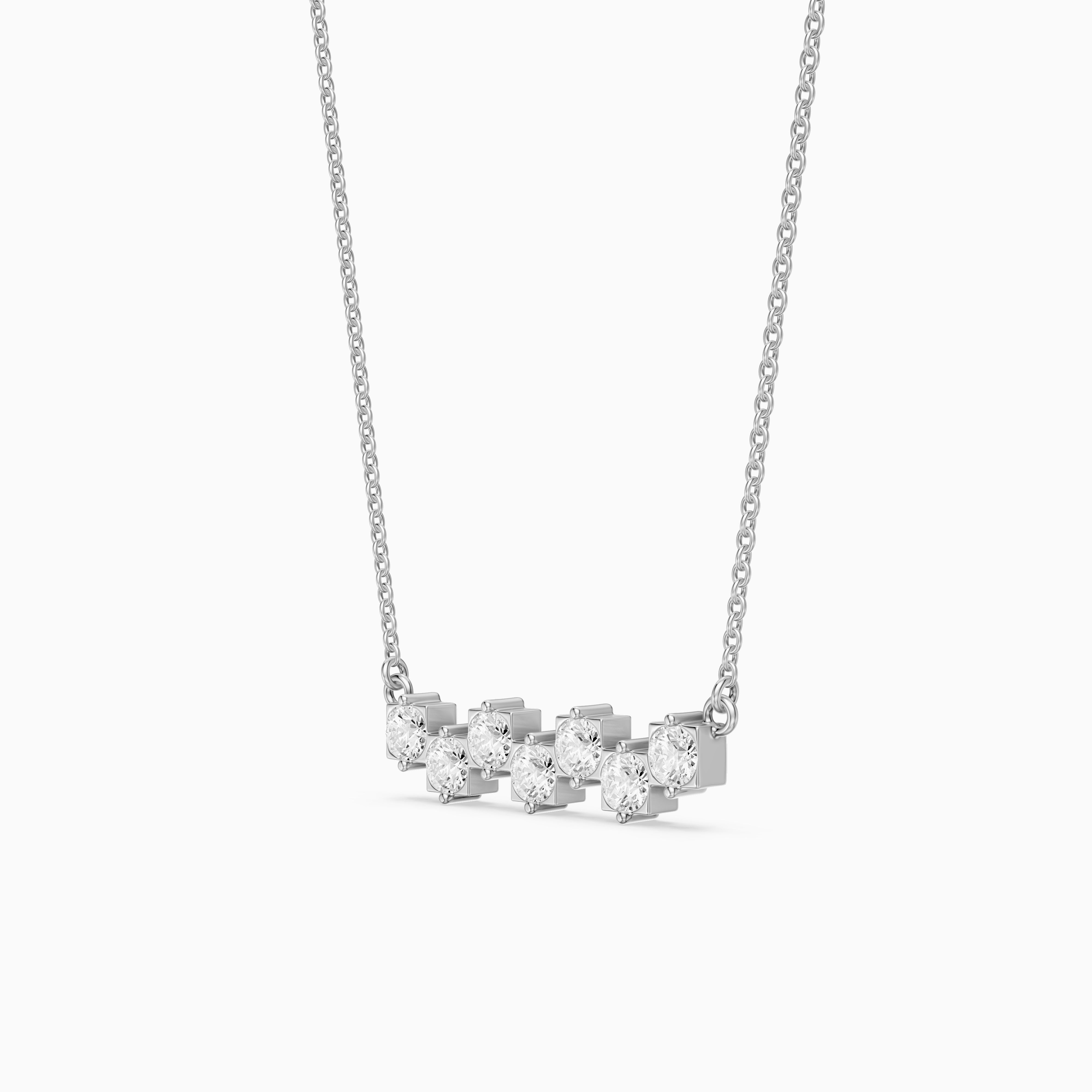 Viviana Round Lab Grown Diamond Cluster Bar Necklace