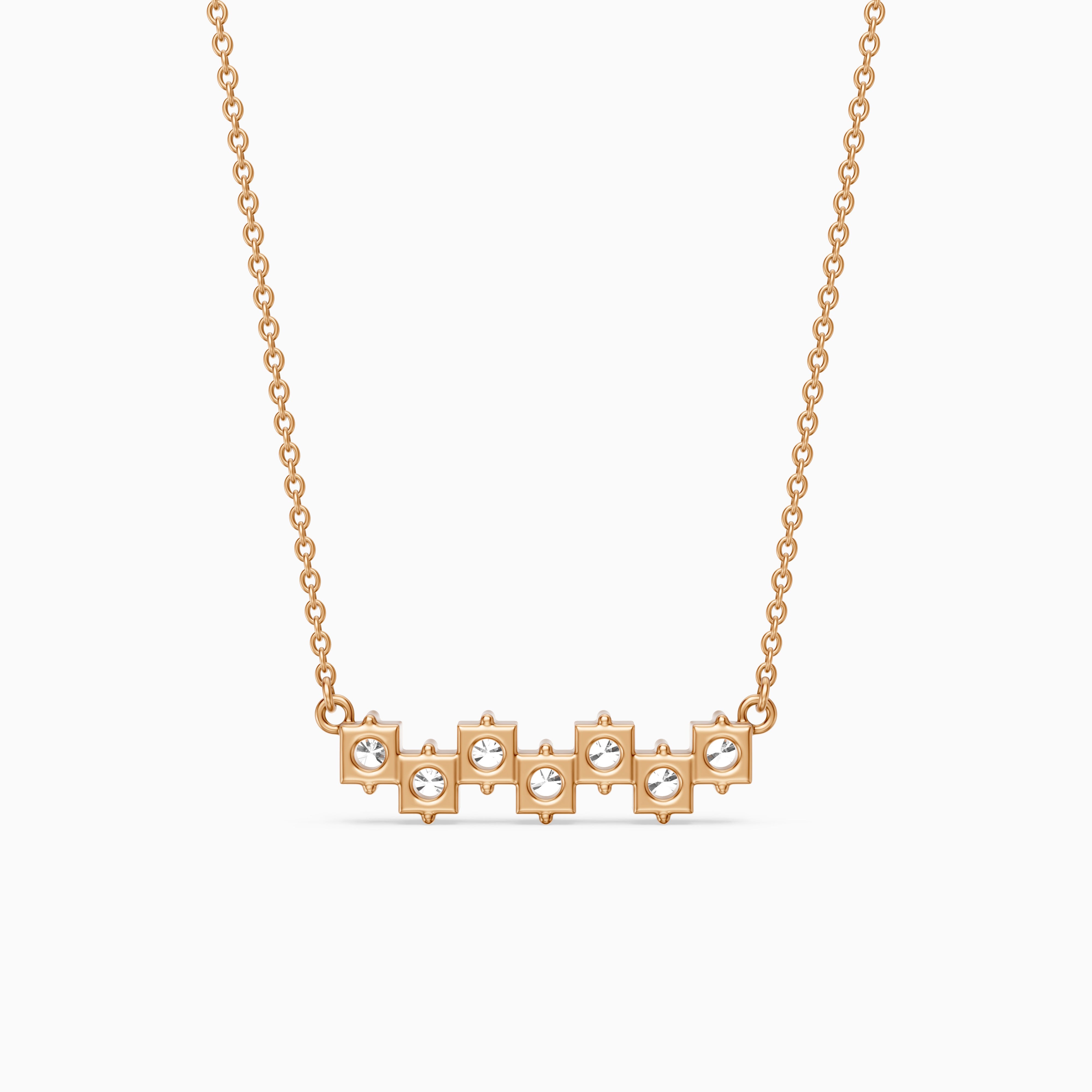 Viviana Round Lab Grown Diamond Cluster Bar Necklace