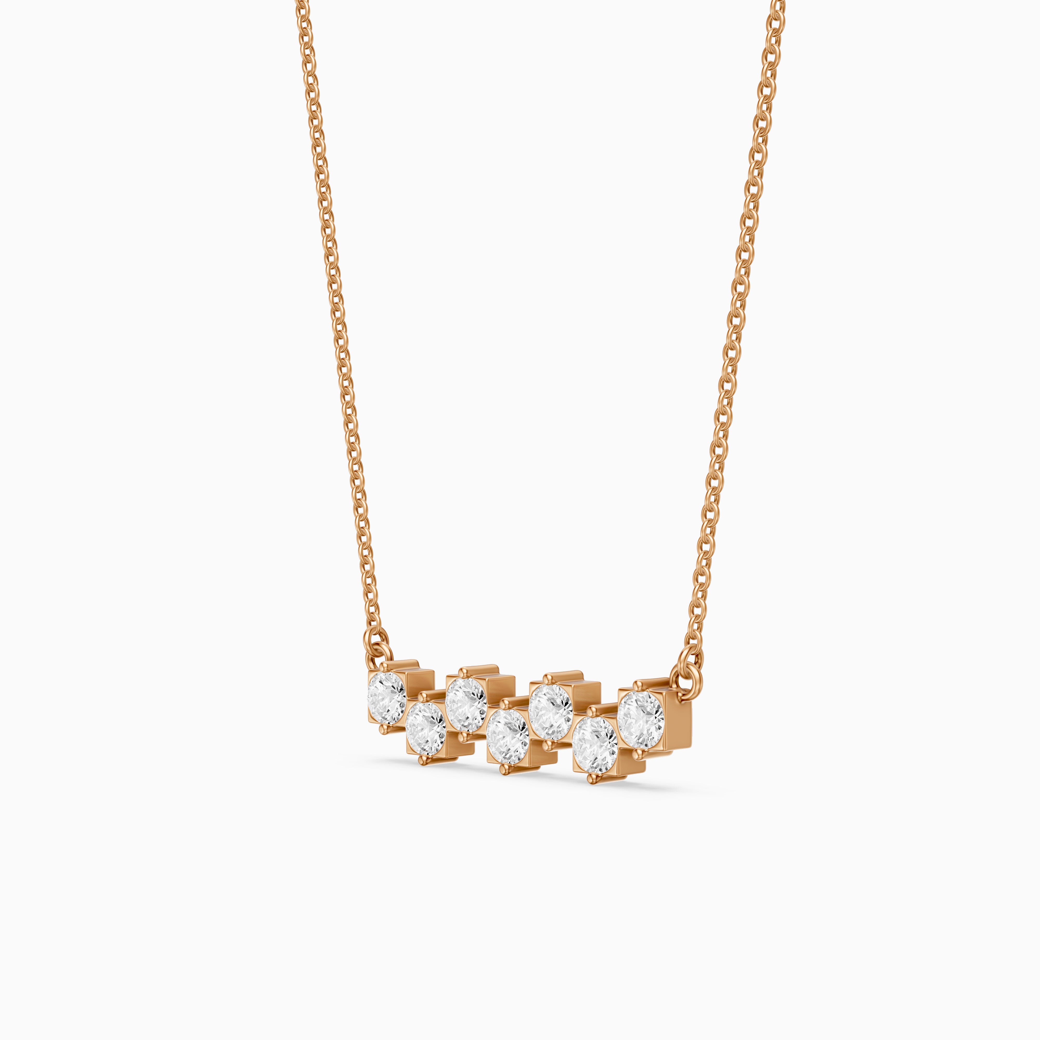 Viviana Round Lab Grown Diamond Cluster Bar Necklace