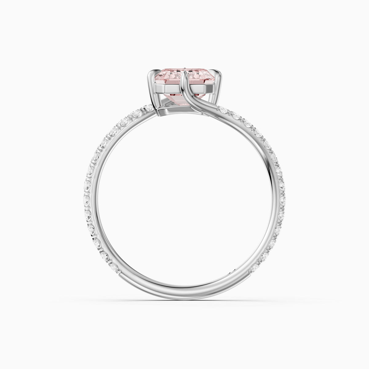 Tinsley Emerald Cut Pink Lab Grown Diamond Split Shank Ring