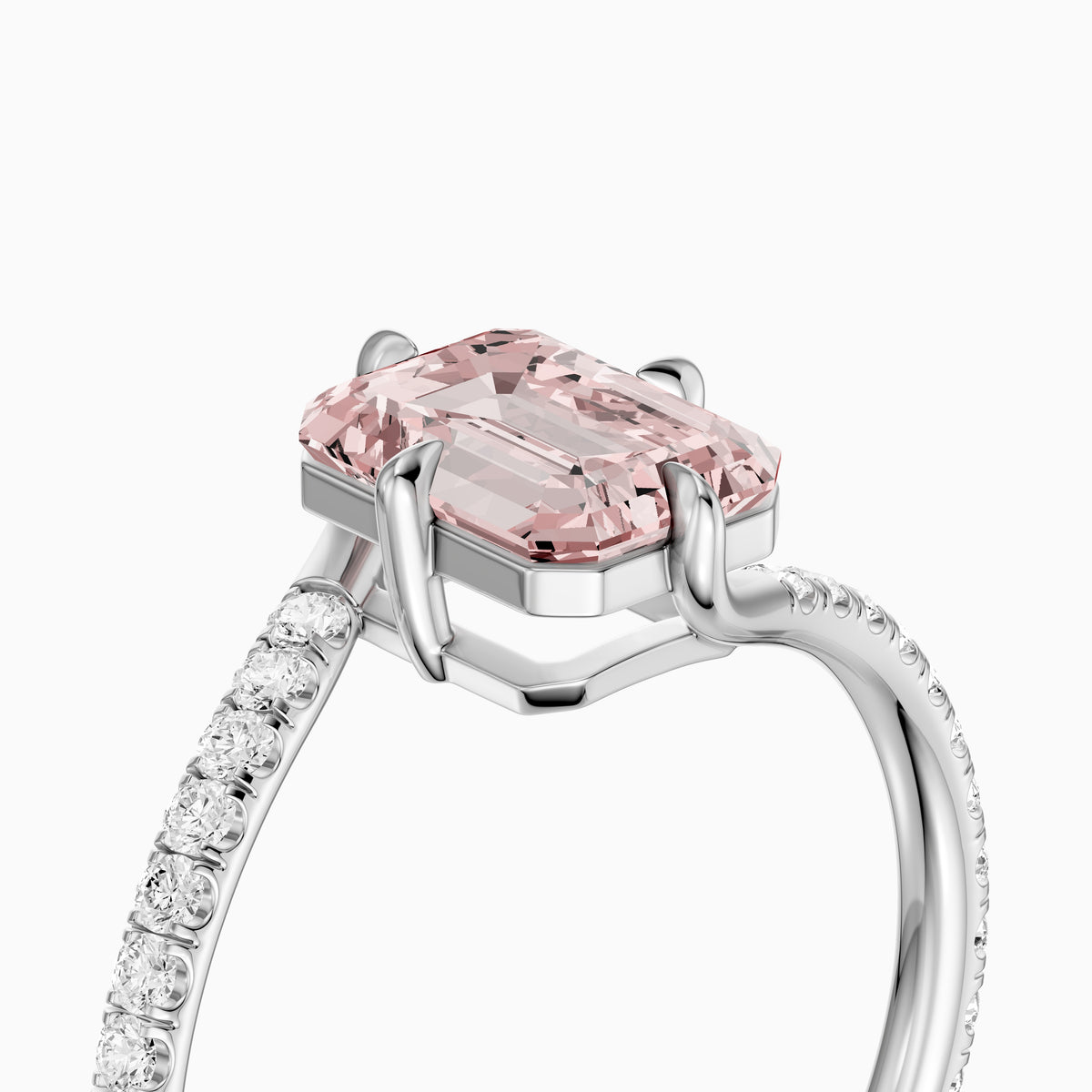 Tinsley Emerald Cut Pink Lab Grown Diamond Split Shank Ring