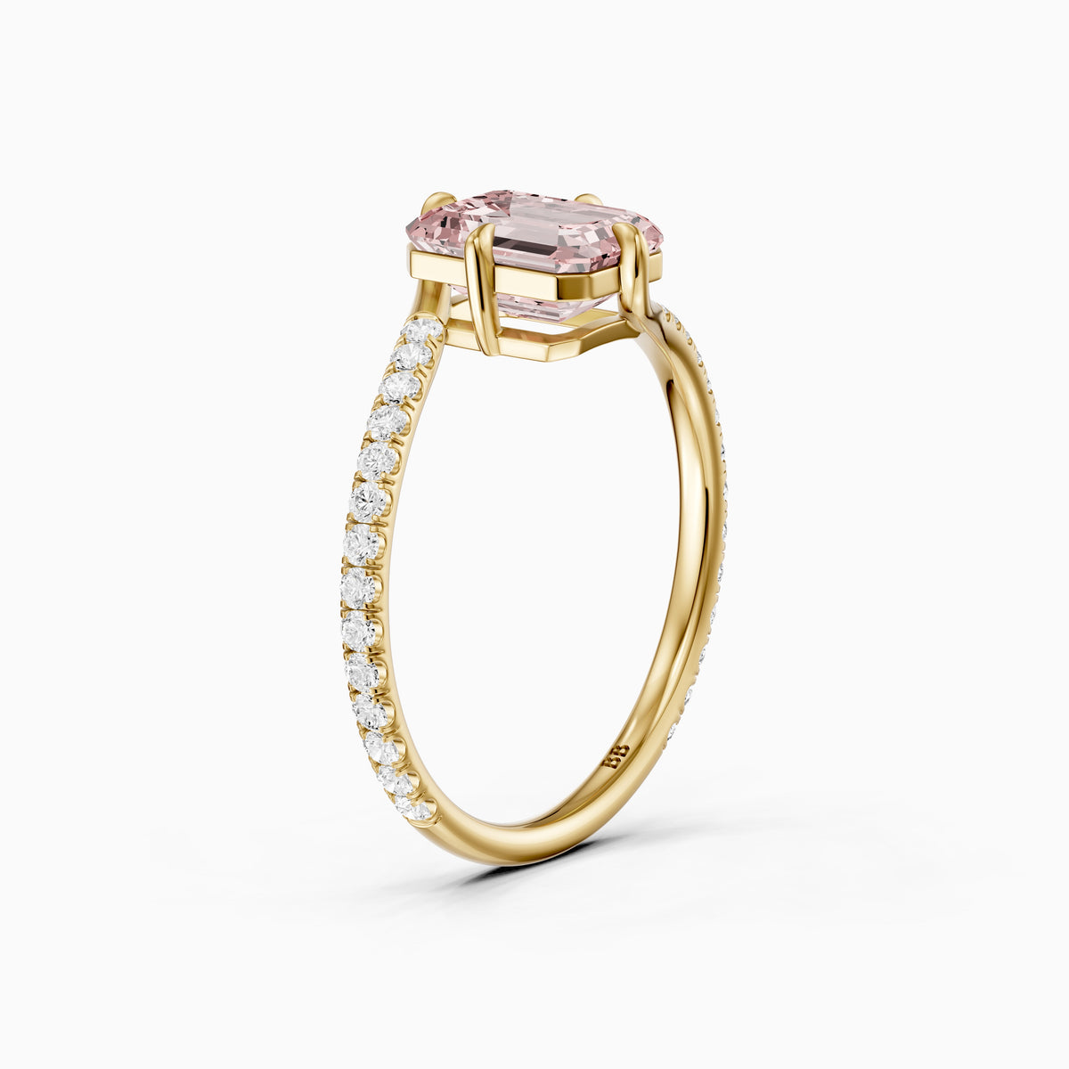 Tinsley Emerald Cut Pink Lab Grown Diamond Split Shank Ring